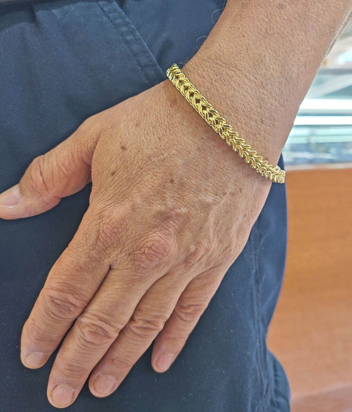 Real 10k Yellow Gold 6mm Franco Bracelet 8.5'' inch 10kt Unisex - GoldenlinQ