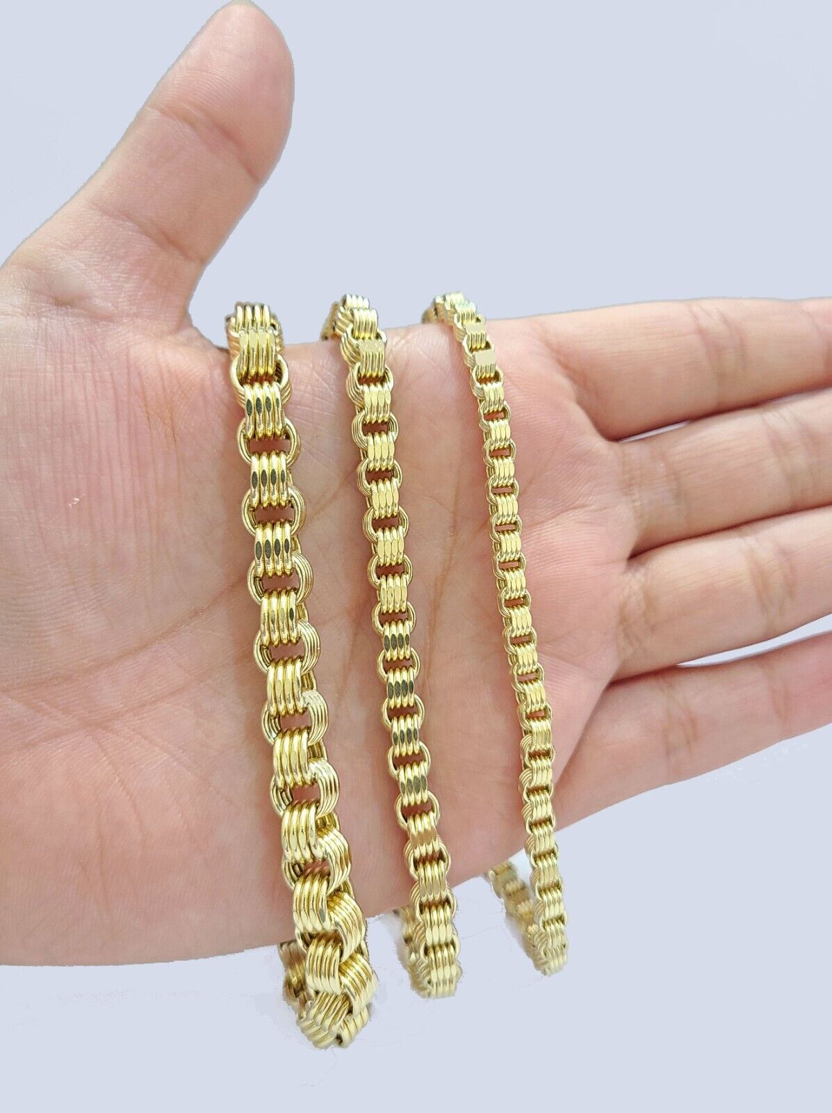 Real 10k Yellow Gold 8mm Box Byzantine Bracelet 8" inch 10kt Unisex Men Women - GoldenlinQ