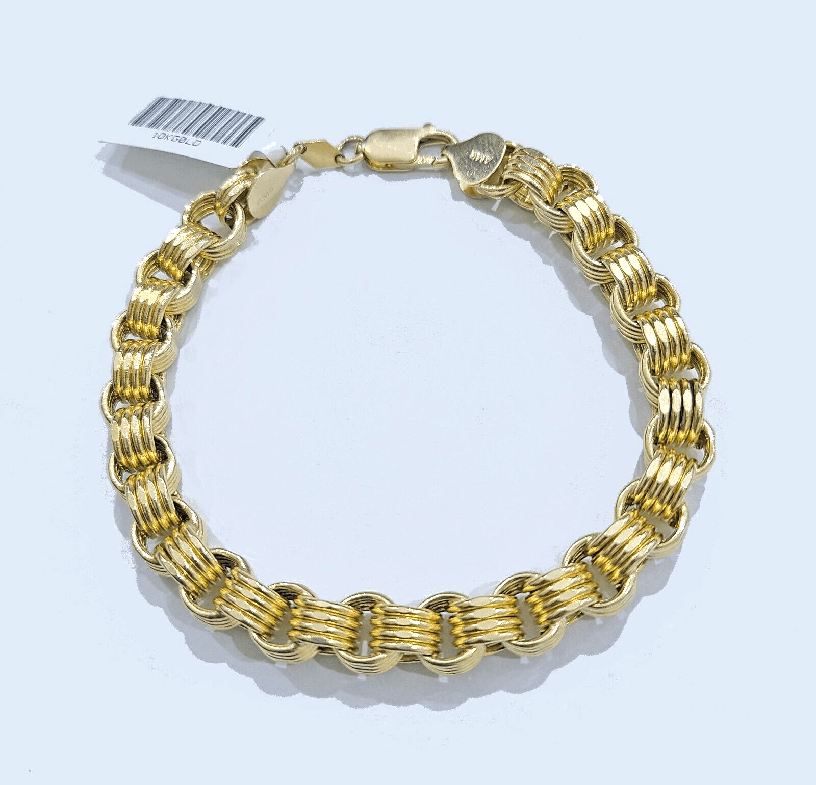 Real 10k Yellow Gold 8mm Box Byzantine Bracelet 8" inch 10kt Unisex Men Women - GoldenlinQ