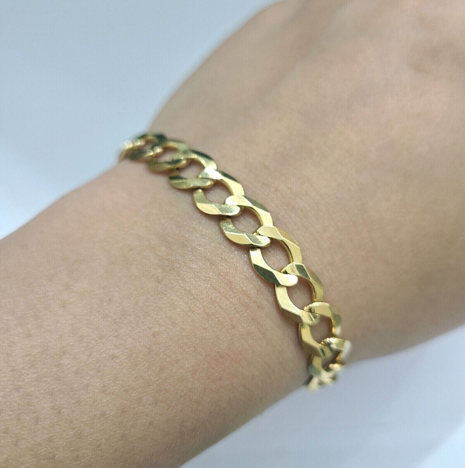 Real 10K Yellow Gold 8mm Cuban Curb Link Bracelet 8" inch 10kt Lobster lock - GoldenlinQ