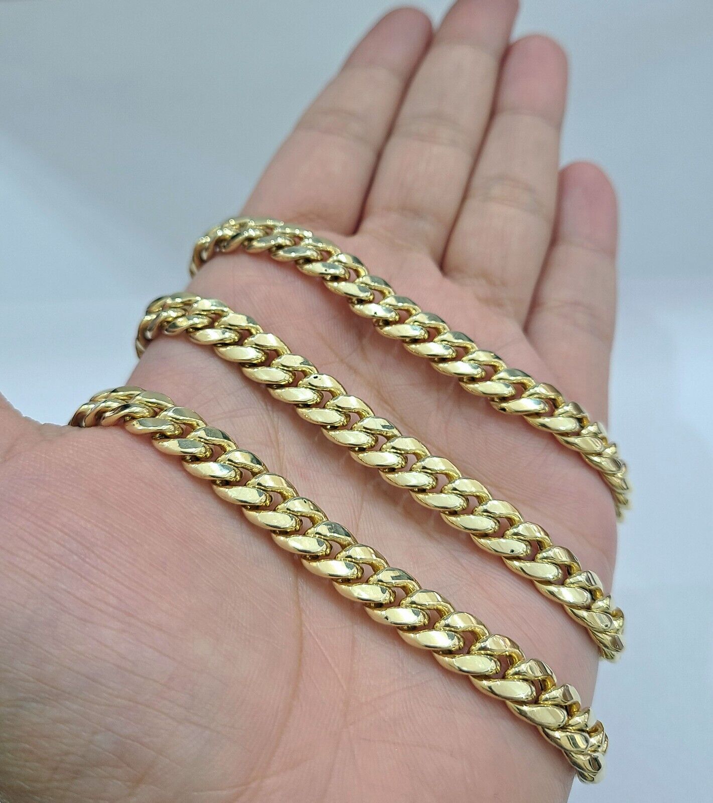 Real 10k Yellow Gold 8mm Miami Cuban Chain Necklace 18'' - 30'' inch 10kt Unisex - GoldenlinQ