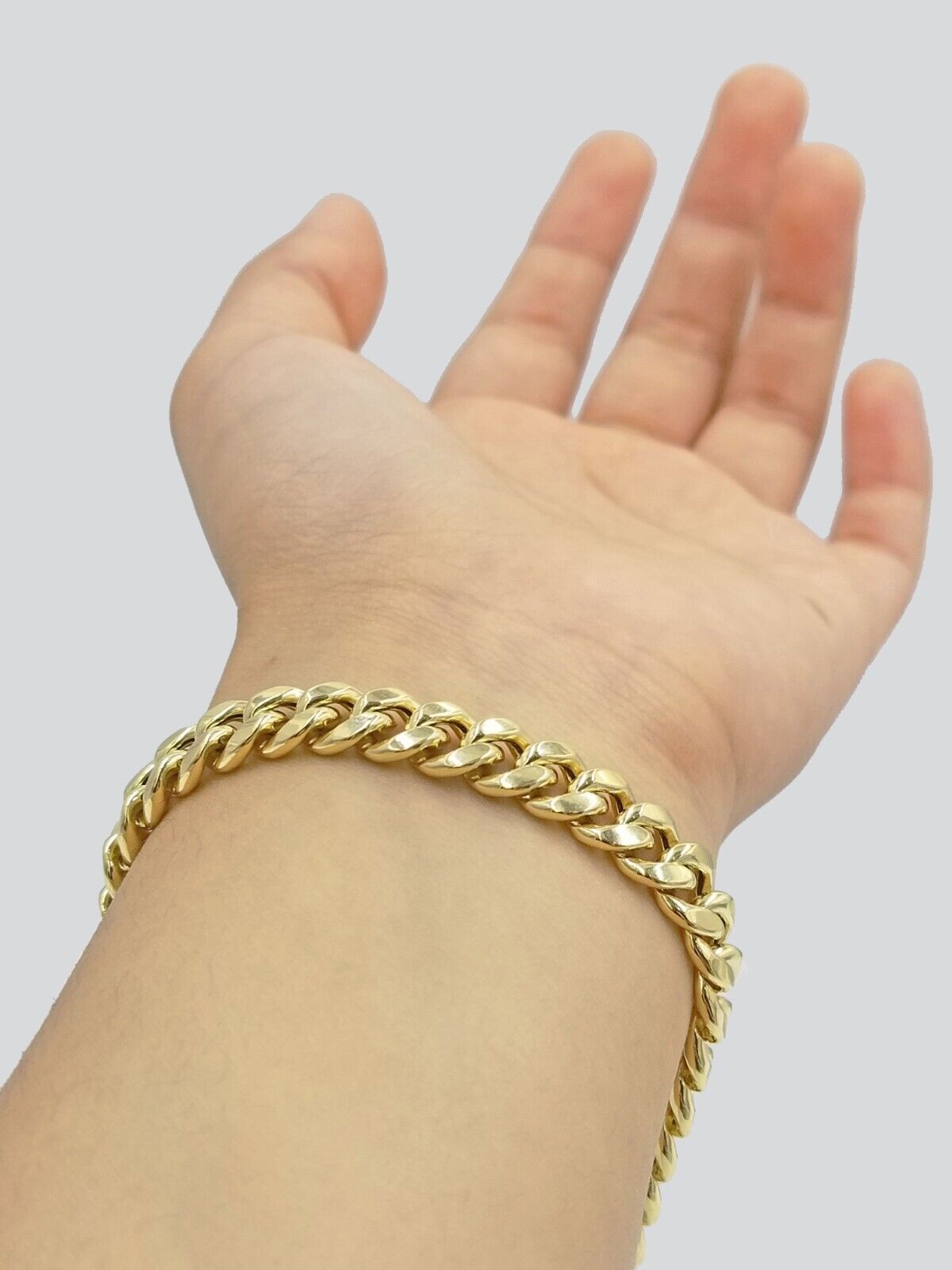 Real 10k Yellow Gold 8mm Miami Cuban Link Bracelet 8" inch Men and Women - GoldenlinQ