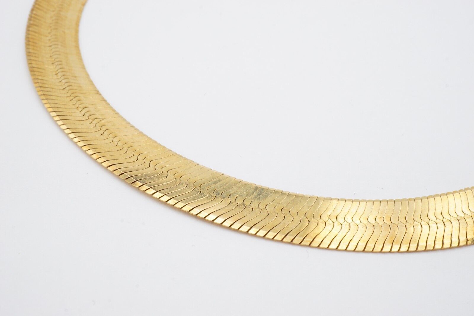 Real 10k Yellow Gold 9mm Herring Bone Chain Necklace 22" Inch Lobster lock - GoldenlinQ