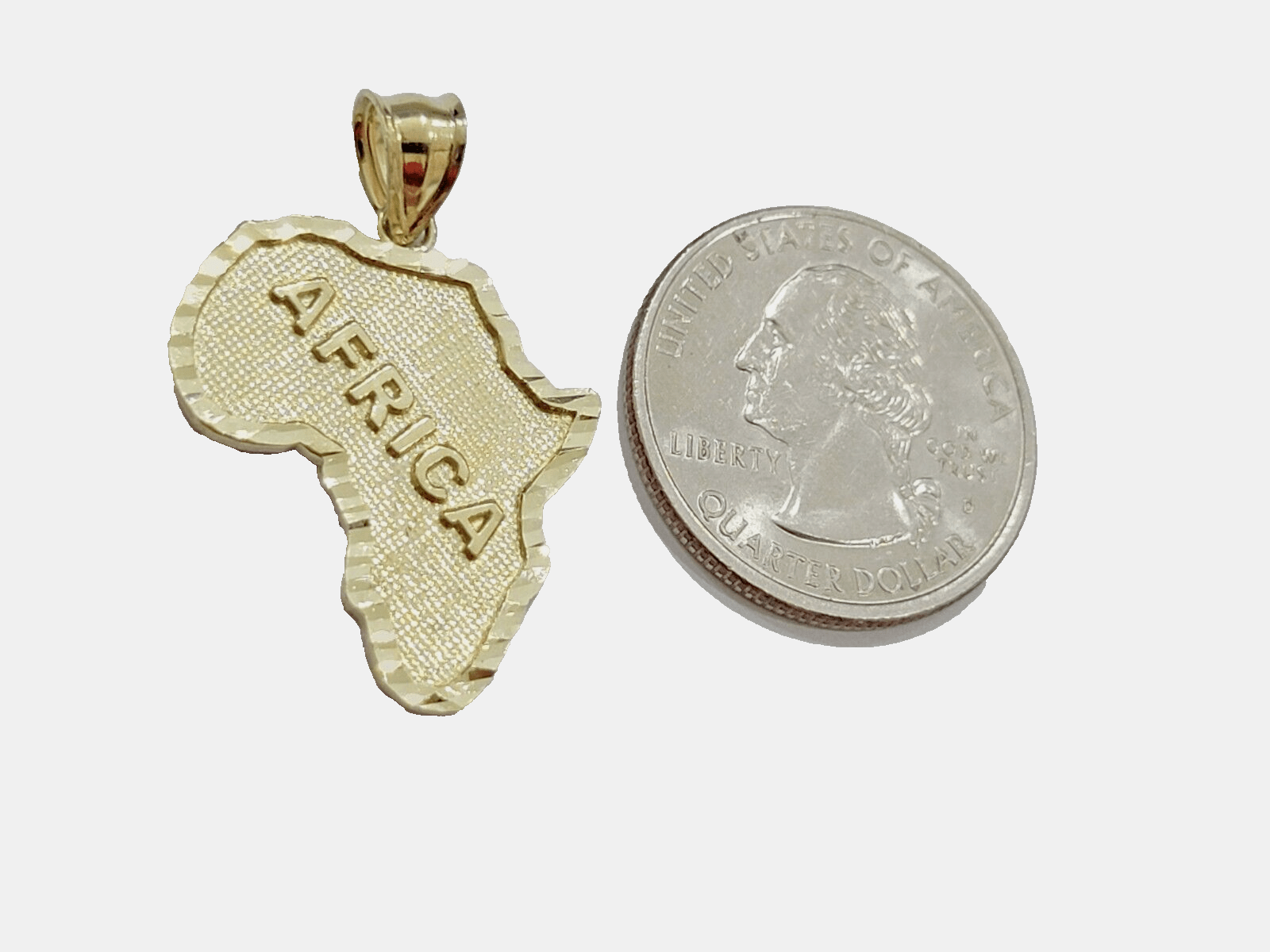 Real 10k Yellow Gold Africa Map Charm 1 Inch Pendant 10kt Chain & Necklace SALE - GoldenlinQ