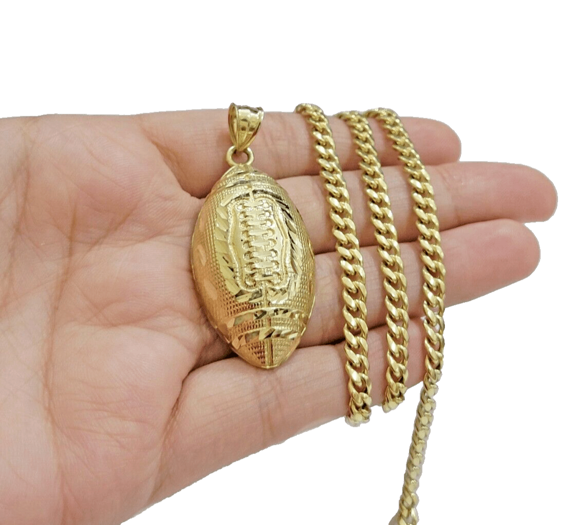 Real 10k Yellow Gold American Football Charm 2" Inch Pendant 10kt For Chain SALE - GoldenlinQ