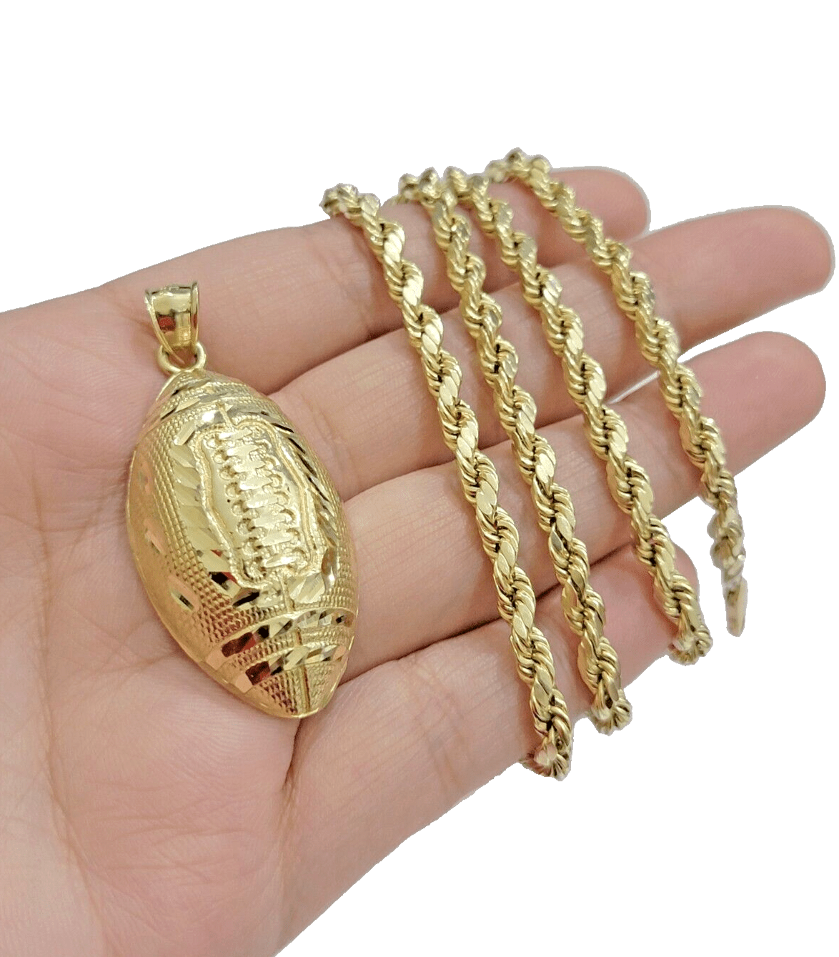 Real 10k Yellow Gold American Football Charm 2" Inch Pendant 10kt For Chain SALE - GoldenlinQ