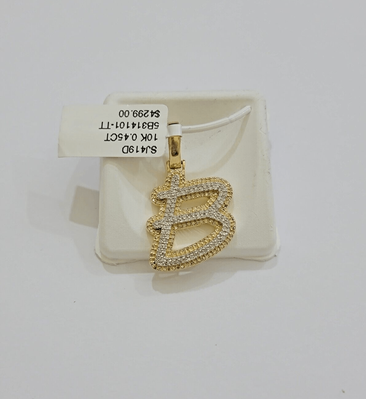 Real 10k Yellow Gold B Charm Pendant Letter Initial With Diamonds For Mens - GoldenlinQ