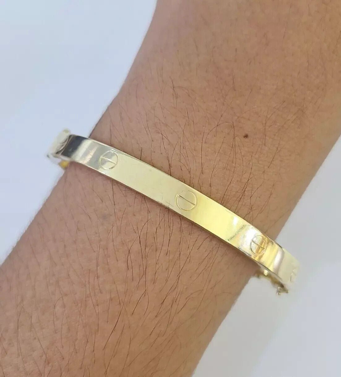 Real 10k Yellow Gold Bangle Bracelet For Ladies, Shiny And Solid 10kt Gold - GoldenlinQ