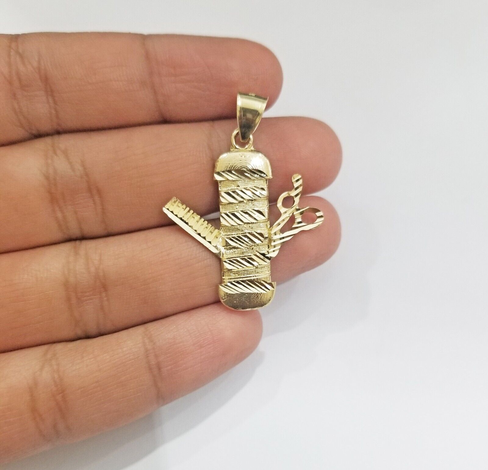 Real 10k Yellow Gold Barber Charm Pendant 10kt for Chain - GoldenlinQ