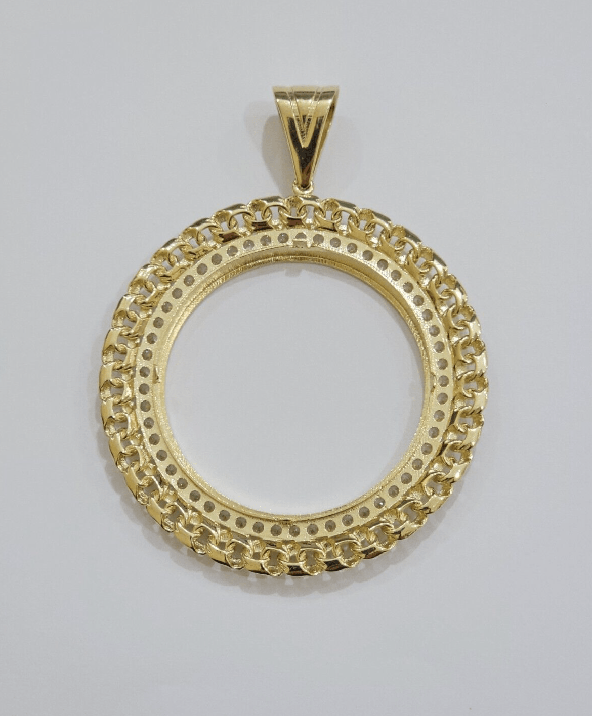 Real 10k Yellow Gold Bezel Charm Pendant Round Mexican Centenario Coin 10kt SALE - GoldenlinQ