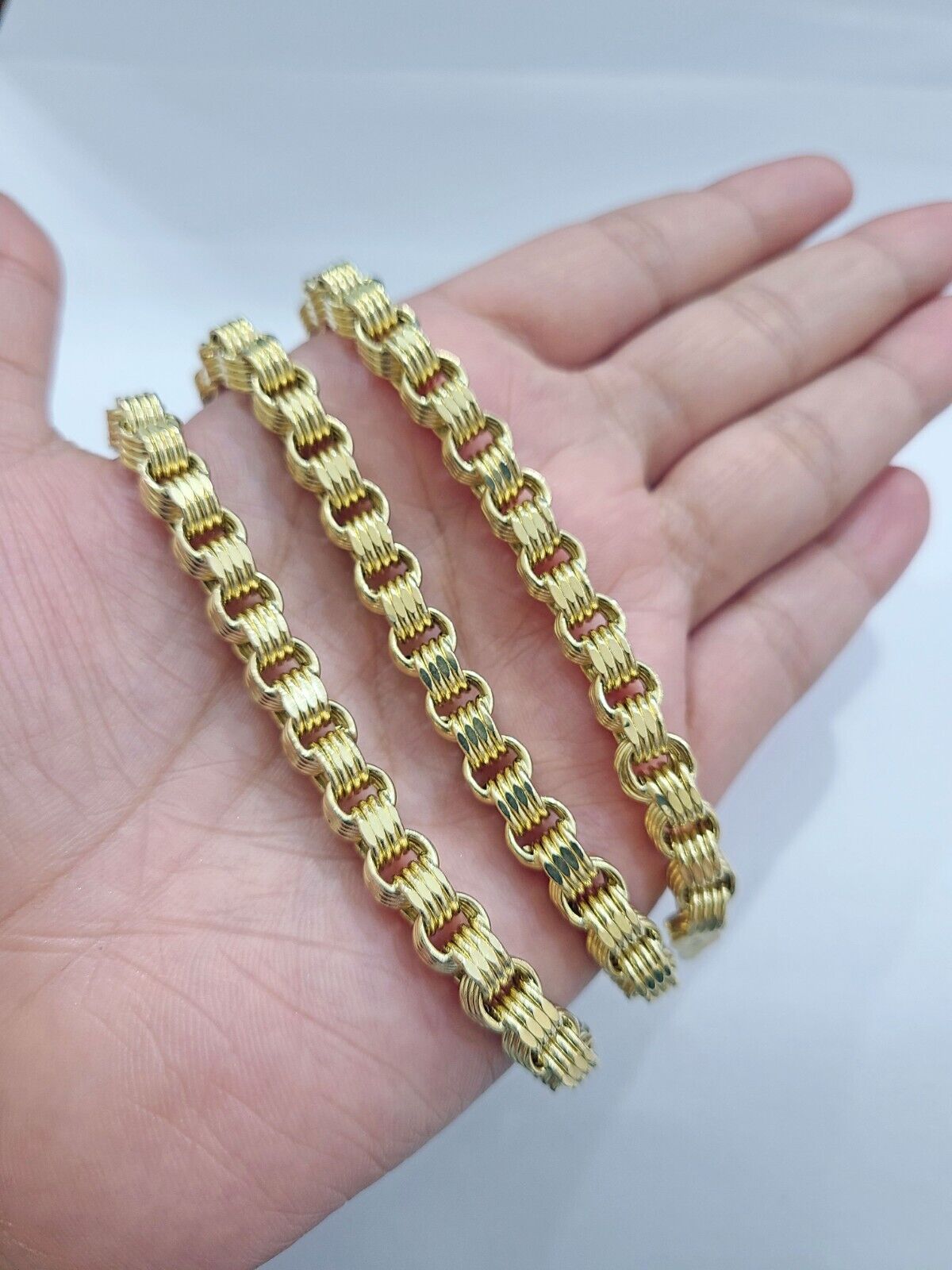 Real 10k Yellow Gold Box Byzantine Chain 24'' Necklace JesusCross Charm pendant - GoldenlinQ