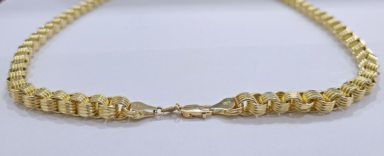 Real 10k Yellow Gold Box Byzantine Chain 24'' Necklace JesusCross Charm pendant - GoldenlinQ