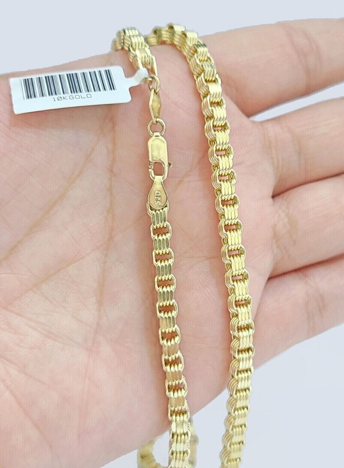 Real 10K Yellow Gold Box Byzantine Chain 4mm Necklace 18 - 30'' Inch Lobster Lock - GoldenlinQ
