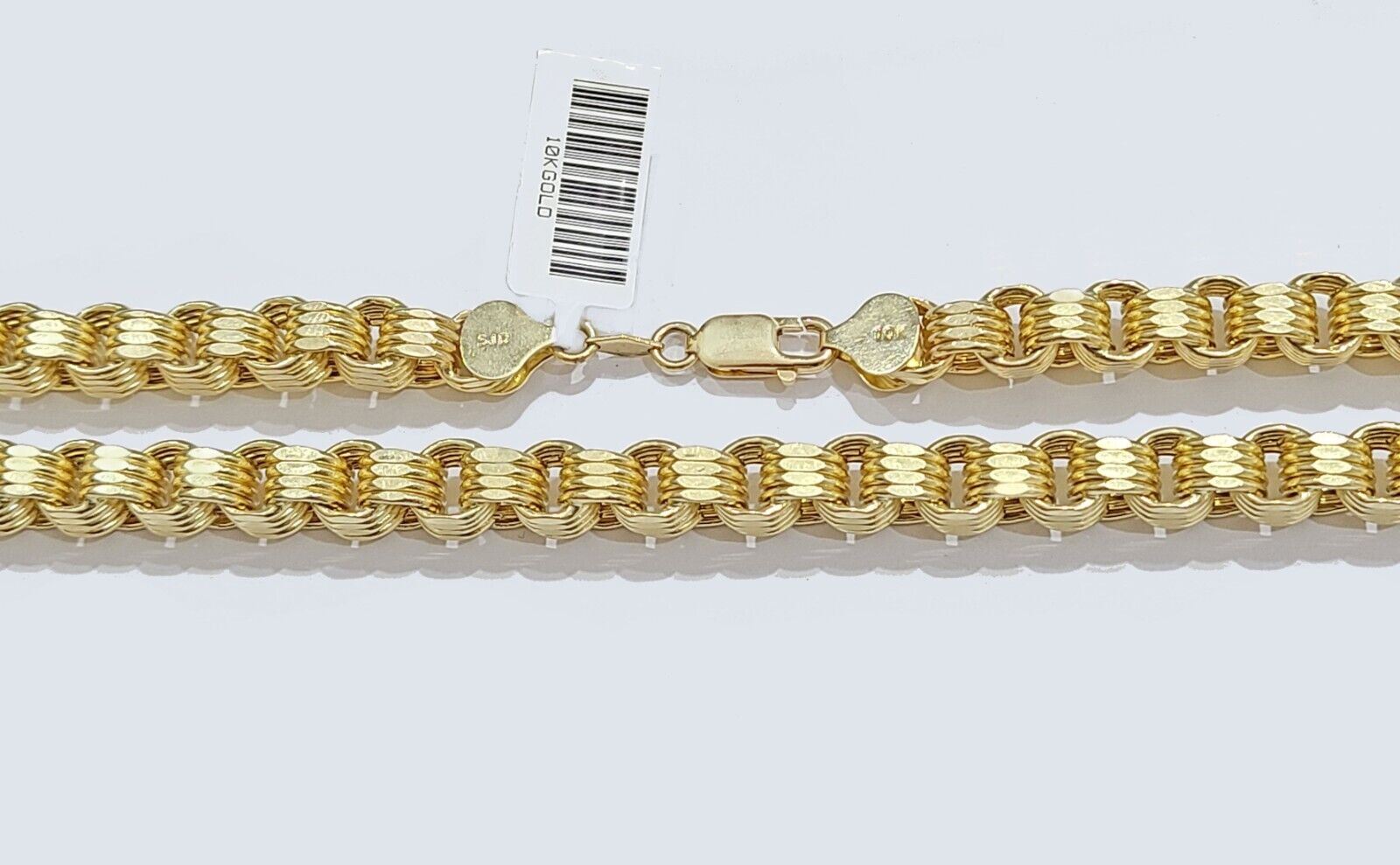 Real 10k Yellow Gold Box Byzantine Chain 7mm 22" inch Unisex 10kt Necklace Men's - GoldenlinQ