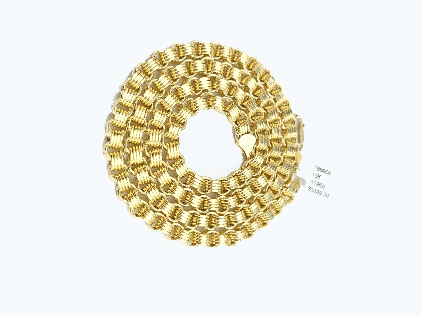 Real 10k Yellow Gold Box Byzantine Necklace 5mm 22" inch Unisex 10kt Chain - GoldenlinQ