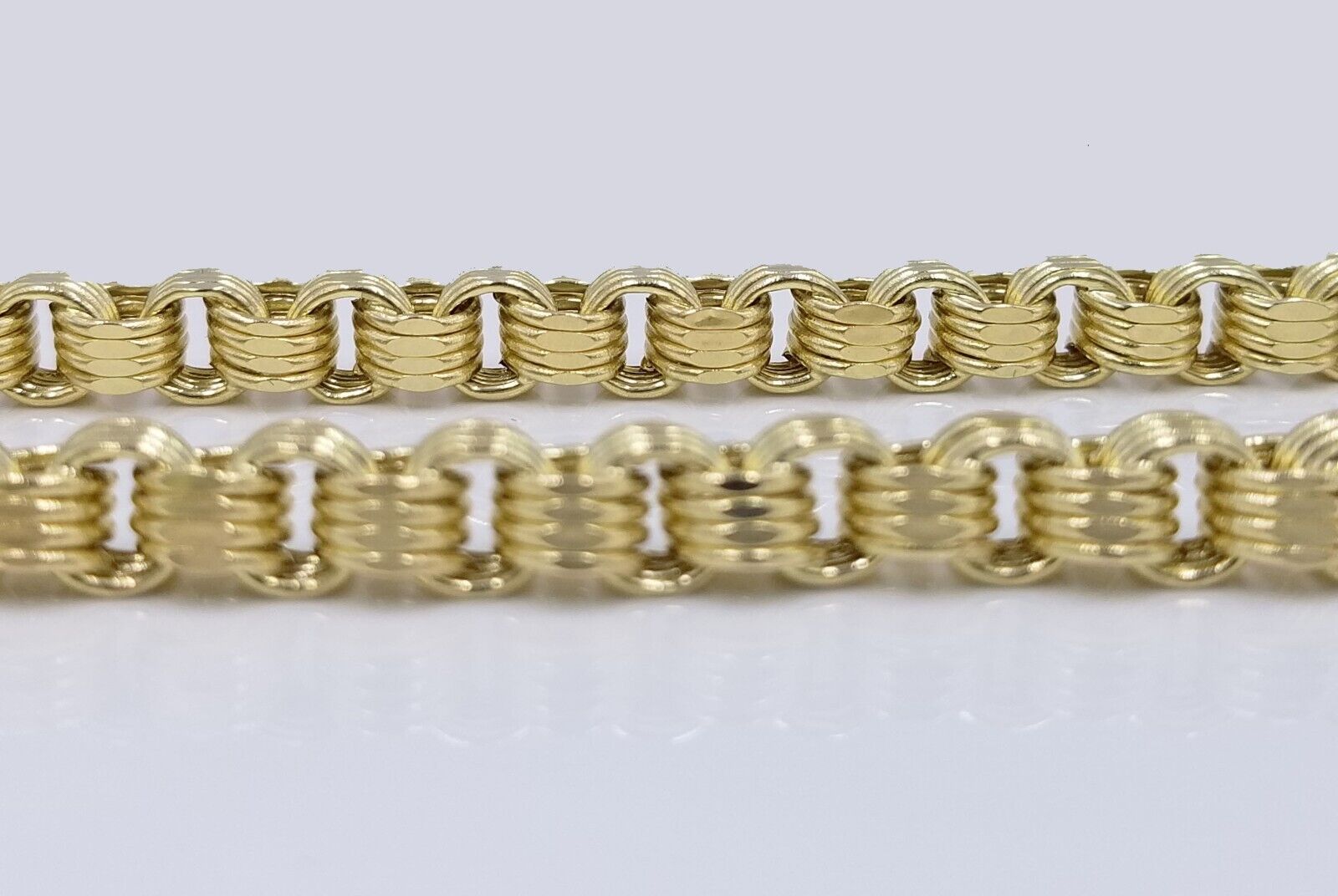 Real 10k Yellow Gold Box Byzantine Necklace 6.5mm 22" inch For Men 10kt Chain - GoldenlinQ