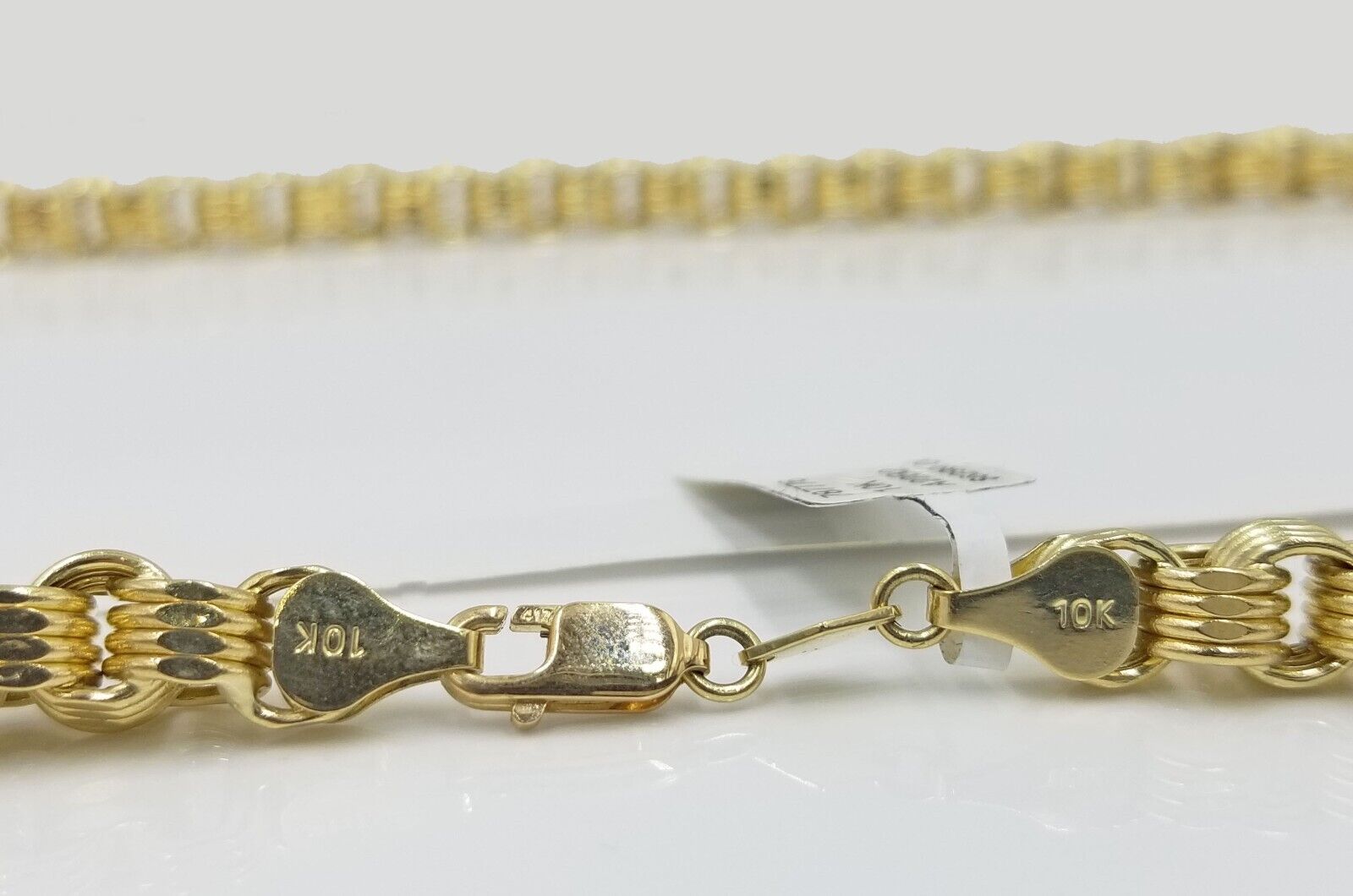 Real 10k Yellow Gold Box Byzantine Necklace 6.5mm 24" inch For Men 10kt Chain - GoldenlinQ