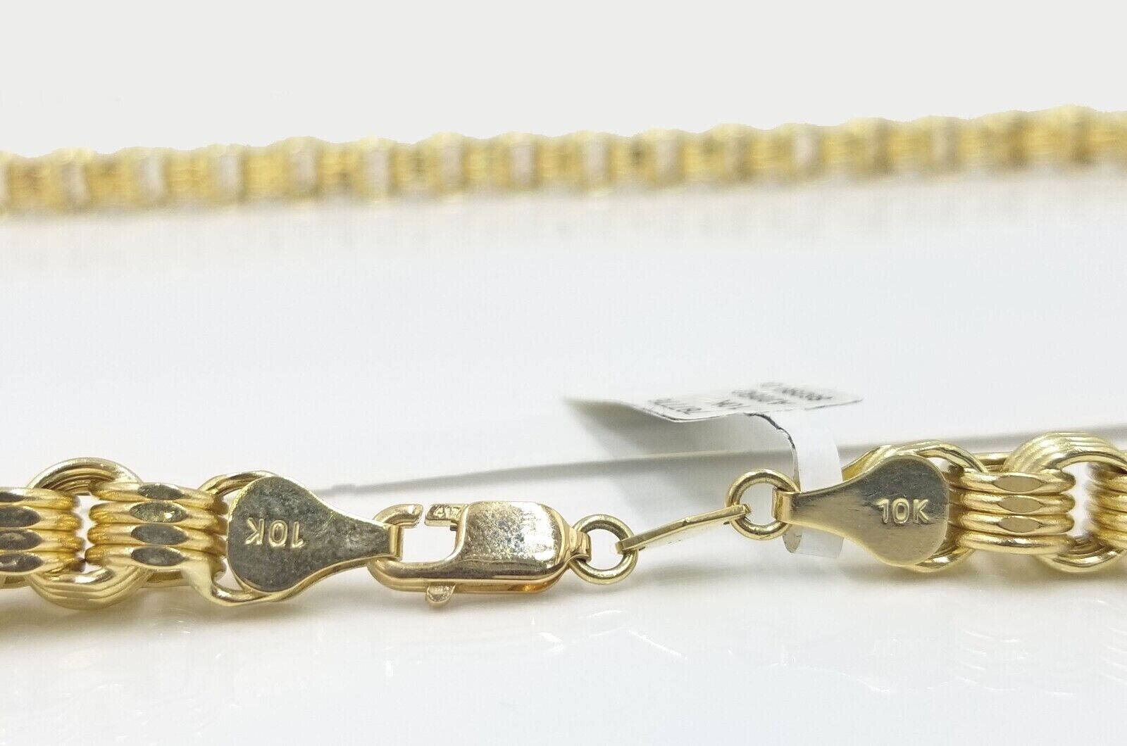 Real 10k Yellow Gold Box Byzantine Necklace 6.5mm 26" inch For Men 10kt Chain - GoldenlinQ