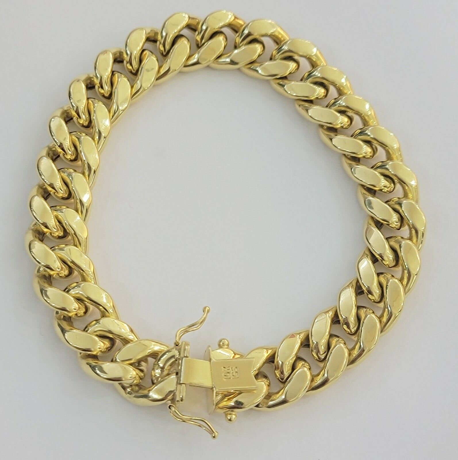 Real 10k Yellow Gold Bracelet 13mm 8 Inch Miami Cuban Link Mens 10KT Strong Link - GoldenlinQ
