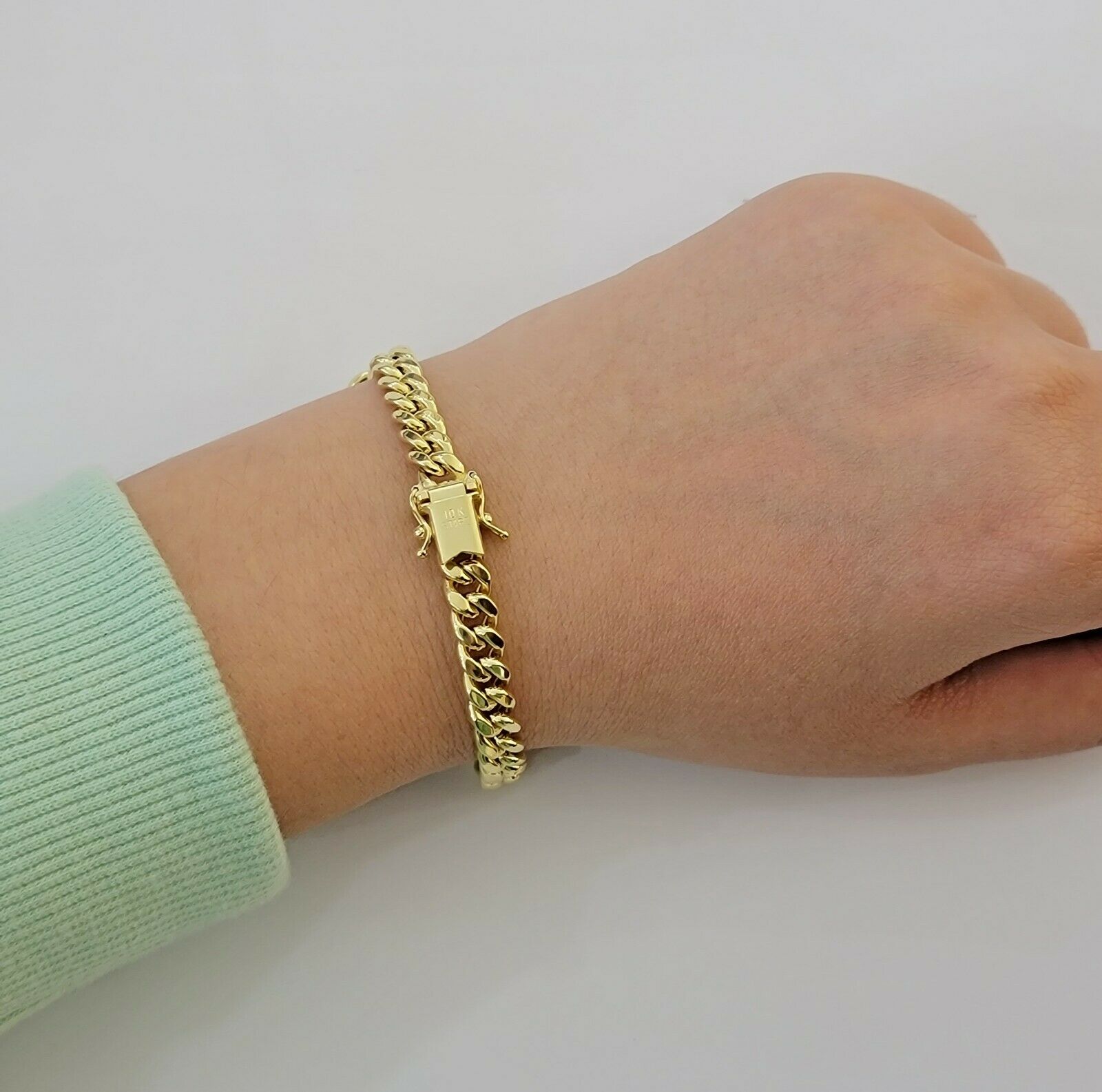 Real 10k Yellow Gold Bracelet 6mm - 13mm Miami Cuban Link 9" Inch Mens 10kt ,Chain - GoldenlinQ