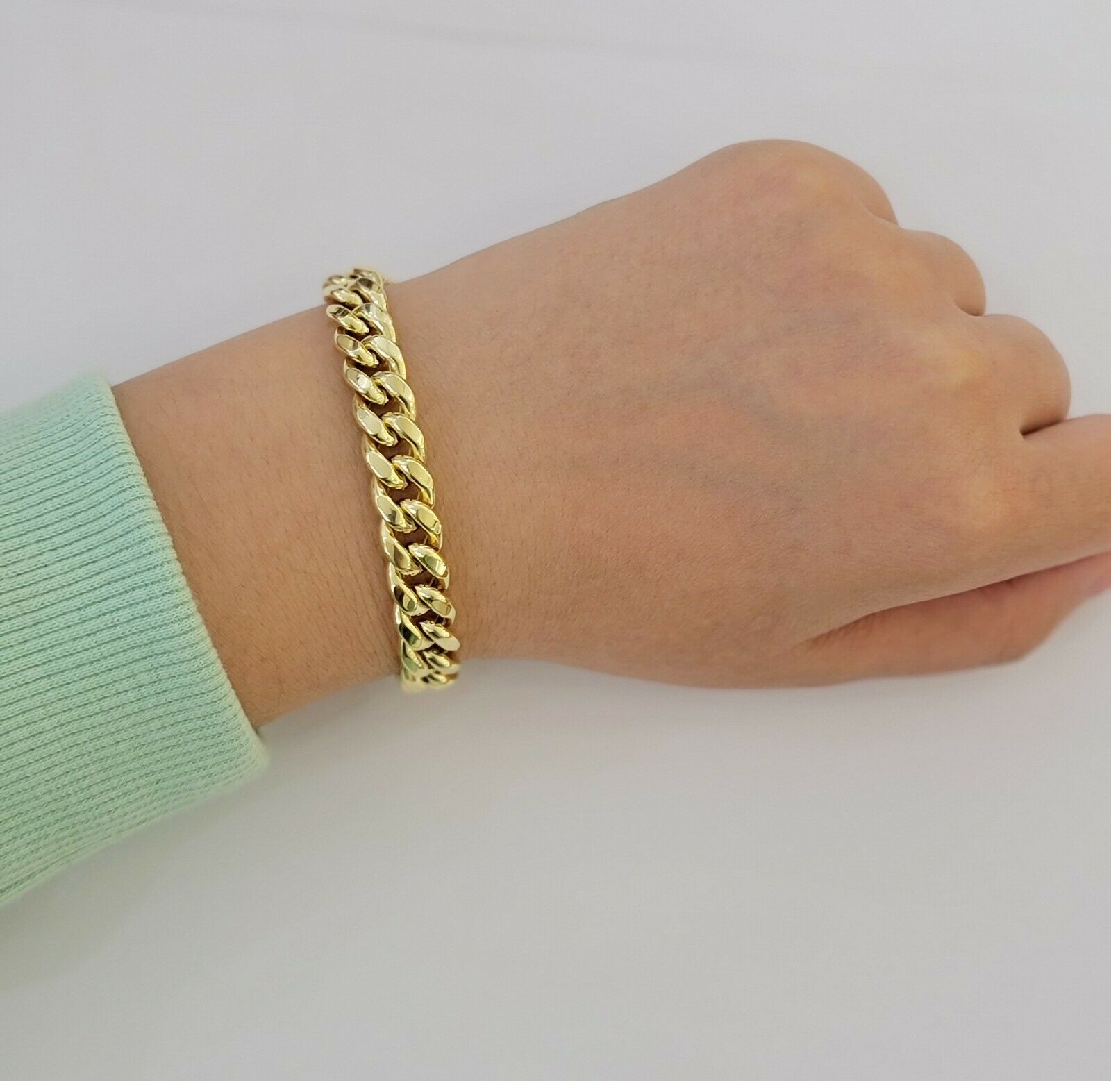 Real 10k Yellow Gold Bracelet 6mm - 15mm Miami Cuban Link 7.5" - 9" Mens 10kt - GoldenlinQ