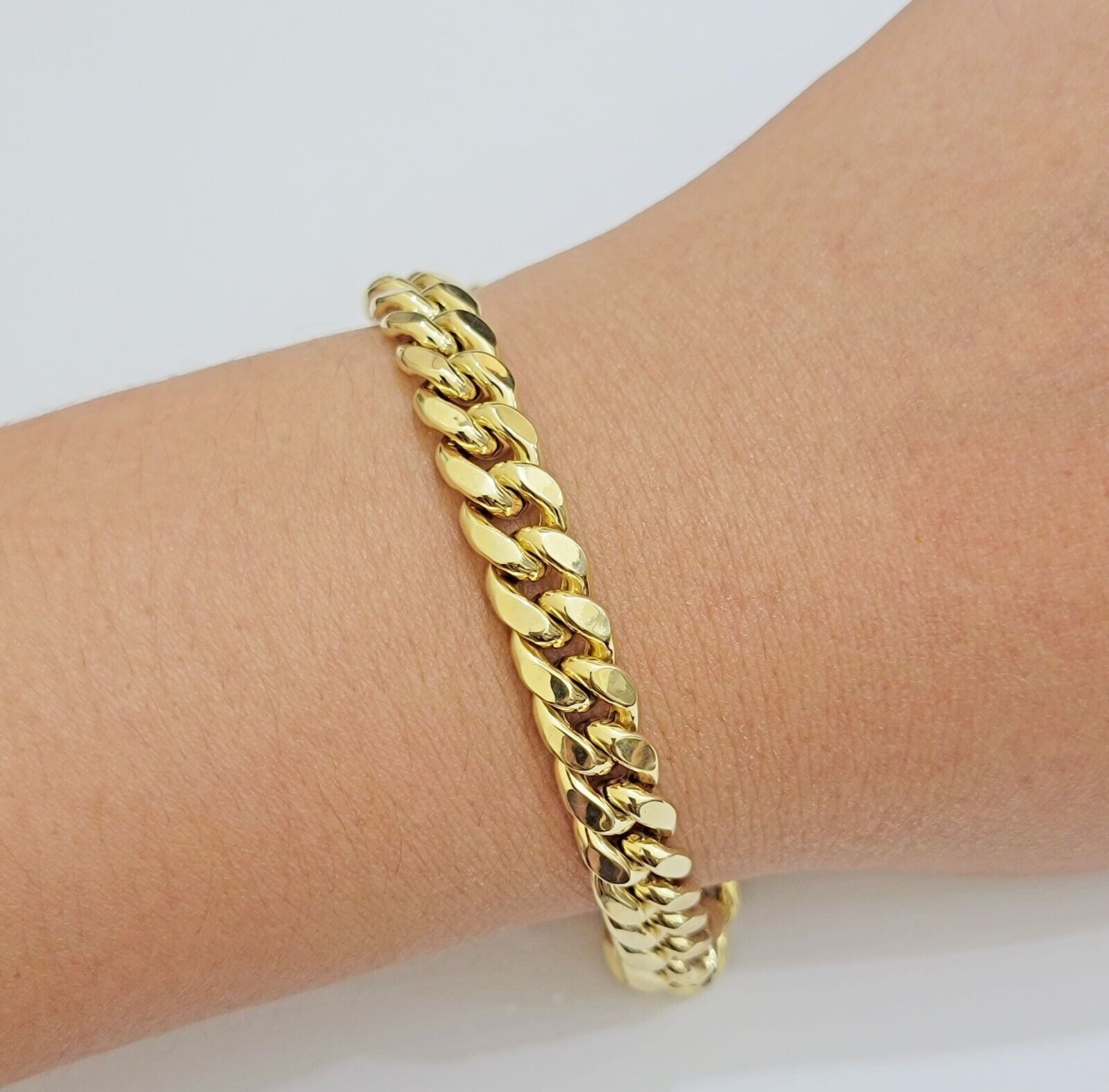 Real 10k Yellow Gold Bracelet 9mm Miami Cuban Link Men's 8.5" inch 10kt Unisex - GoldenlinQ