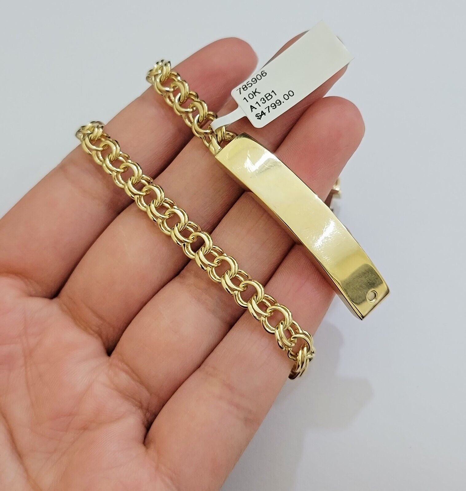 Real 10k Yellow Gold Bracelet Chino ID Name Plate 6.25" SOLID LINK KIDS / Women - GoldenlinQ