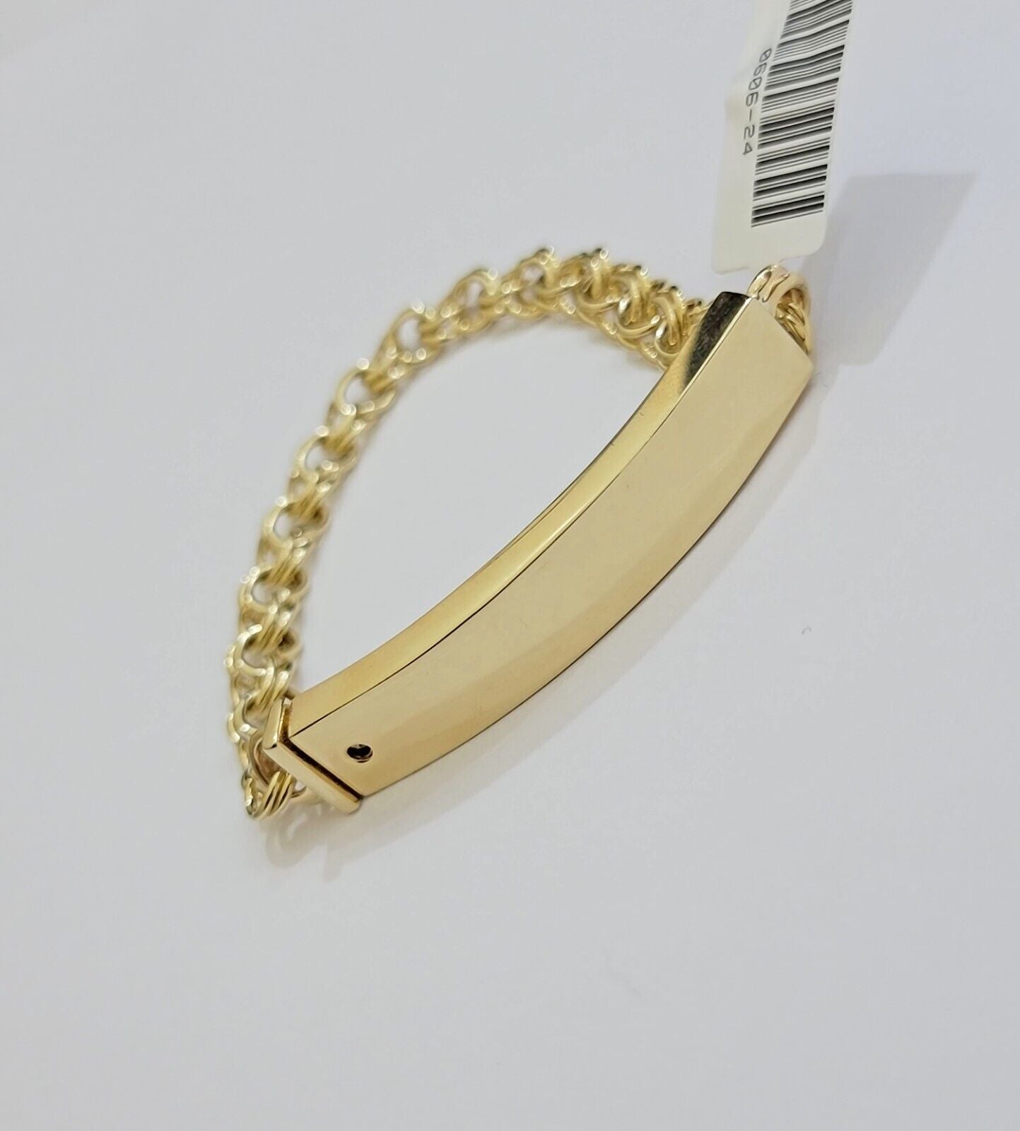 Real 10k Yellow Gold Bracelet Chino ID Name Plate 6.25" SOLID LINK KIDS / Women - GoldenlinQ