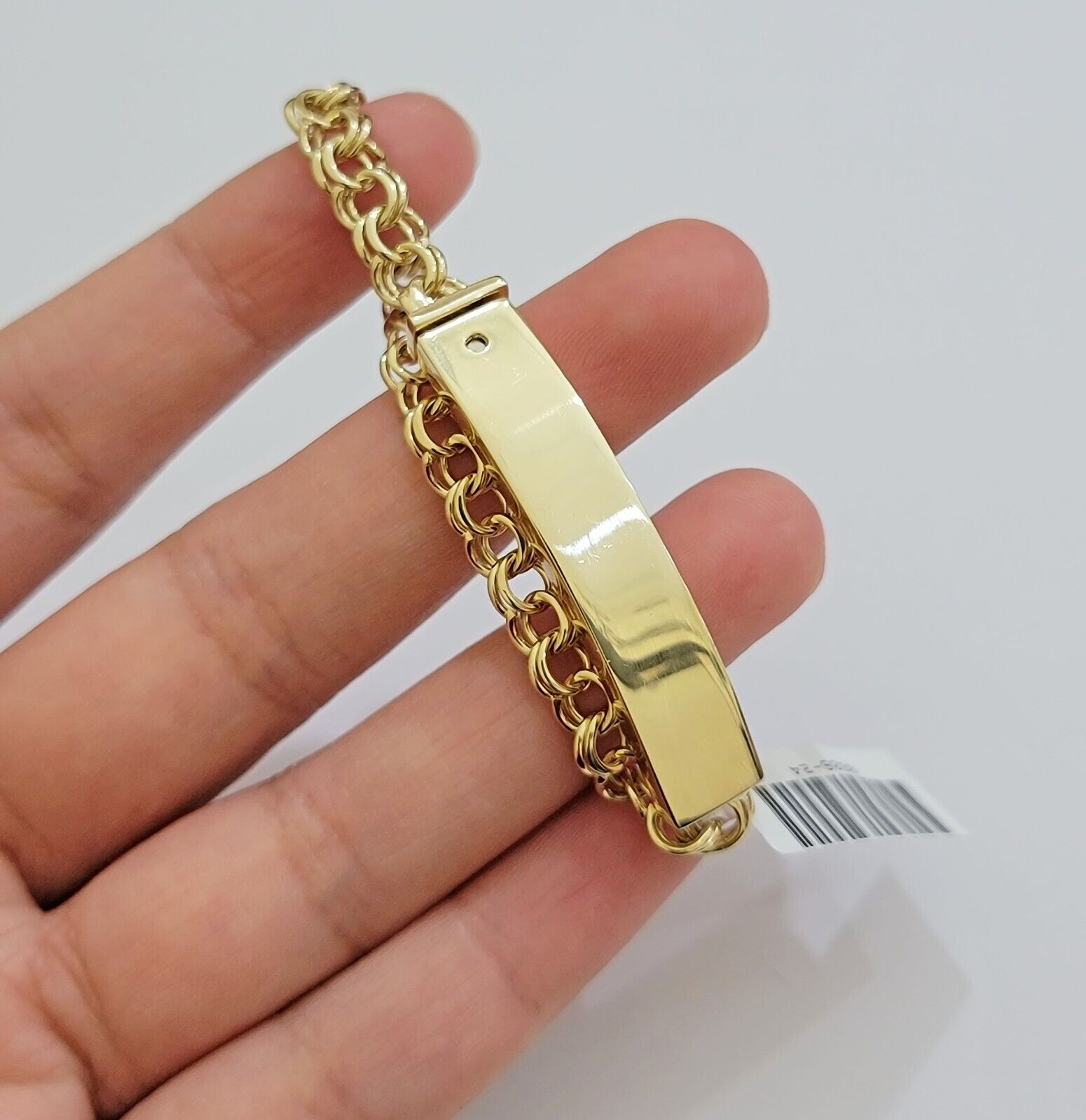 Real 10k Yellow Gold Bracelet Chino ID Name Plate 6.25" SOLID LINK KIDS / Women - GoldenlinQ