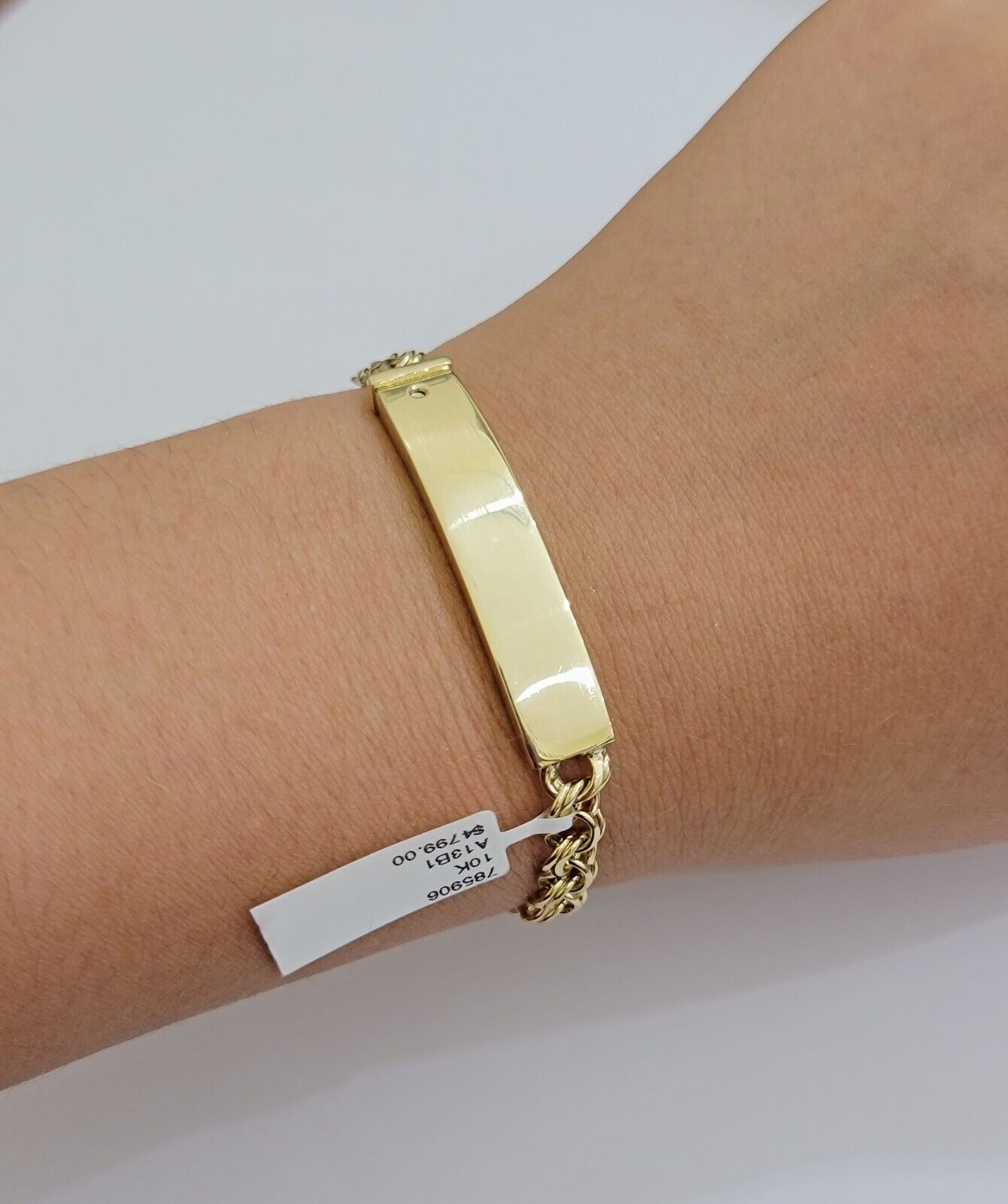 Real 10k Yellow Gold Bracelet Chino ID Name Plate 6.25" SOLID LINK KIDS / Women - GoldenlinQ