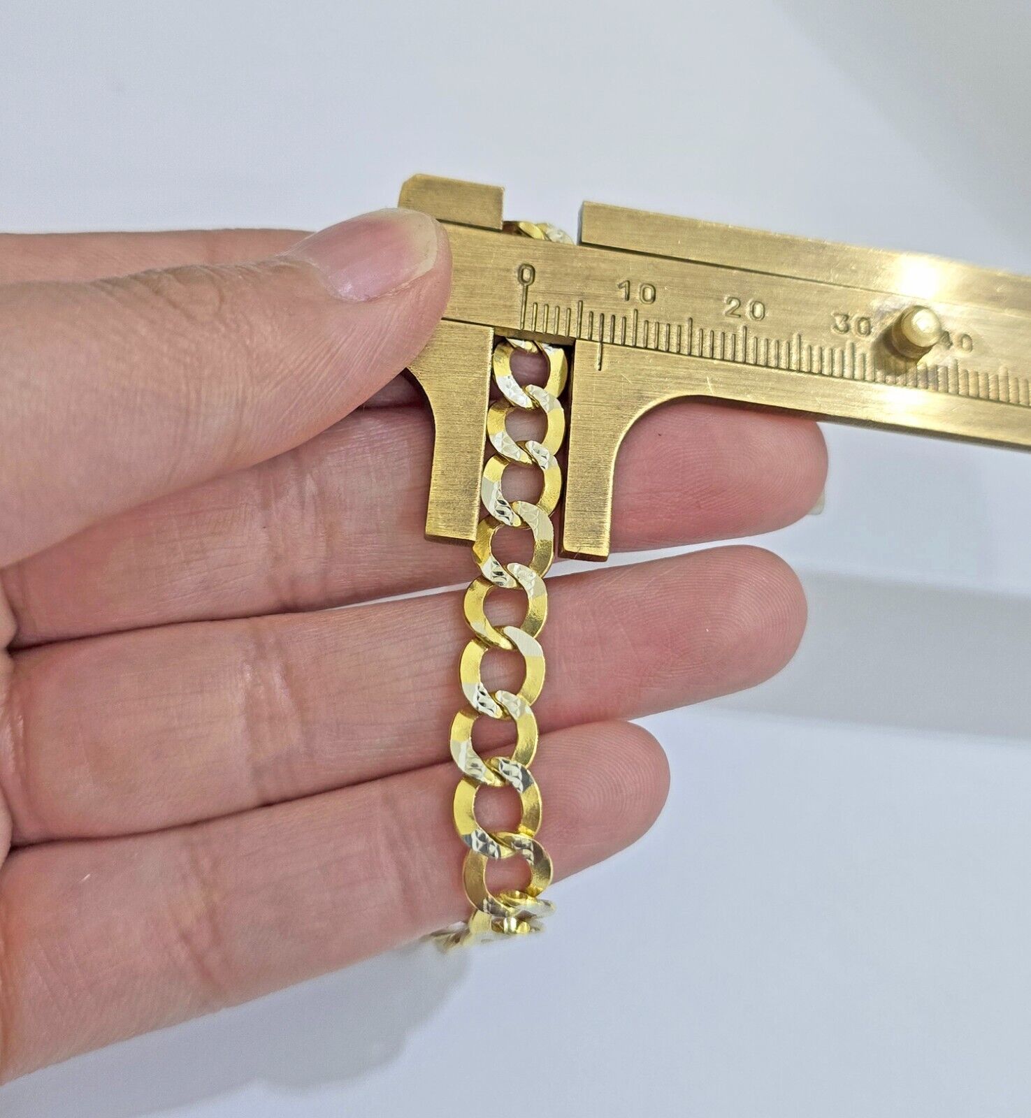 Real 10k Yellow Gold Bracelet Cuban Curb link 7mm 8 Inch Two - tone Cuts SOLID 10k - GoldenlinQ