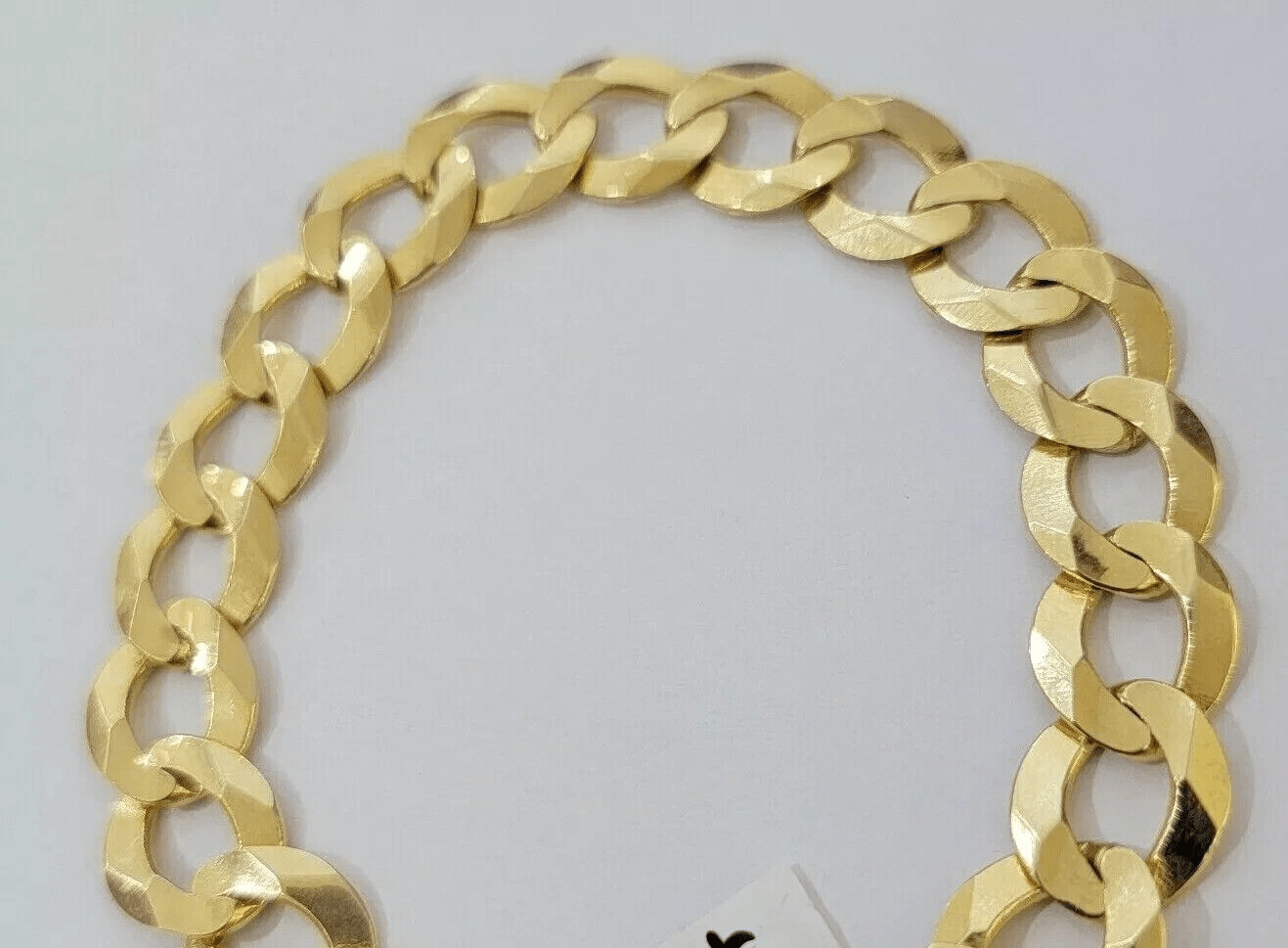 Real 10k Yellow Gold Bracelet Mens Cuban curb Link ID Name Plate Solid 13mm 9" - GoldenlinQ