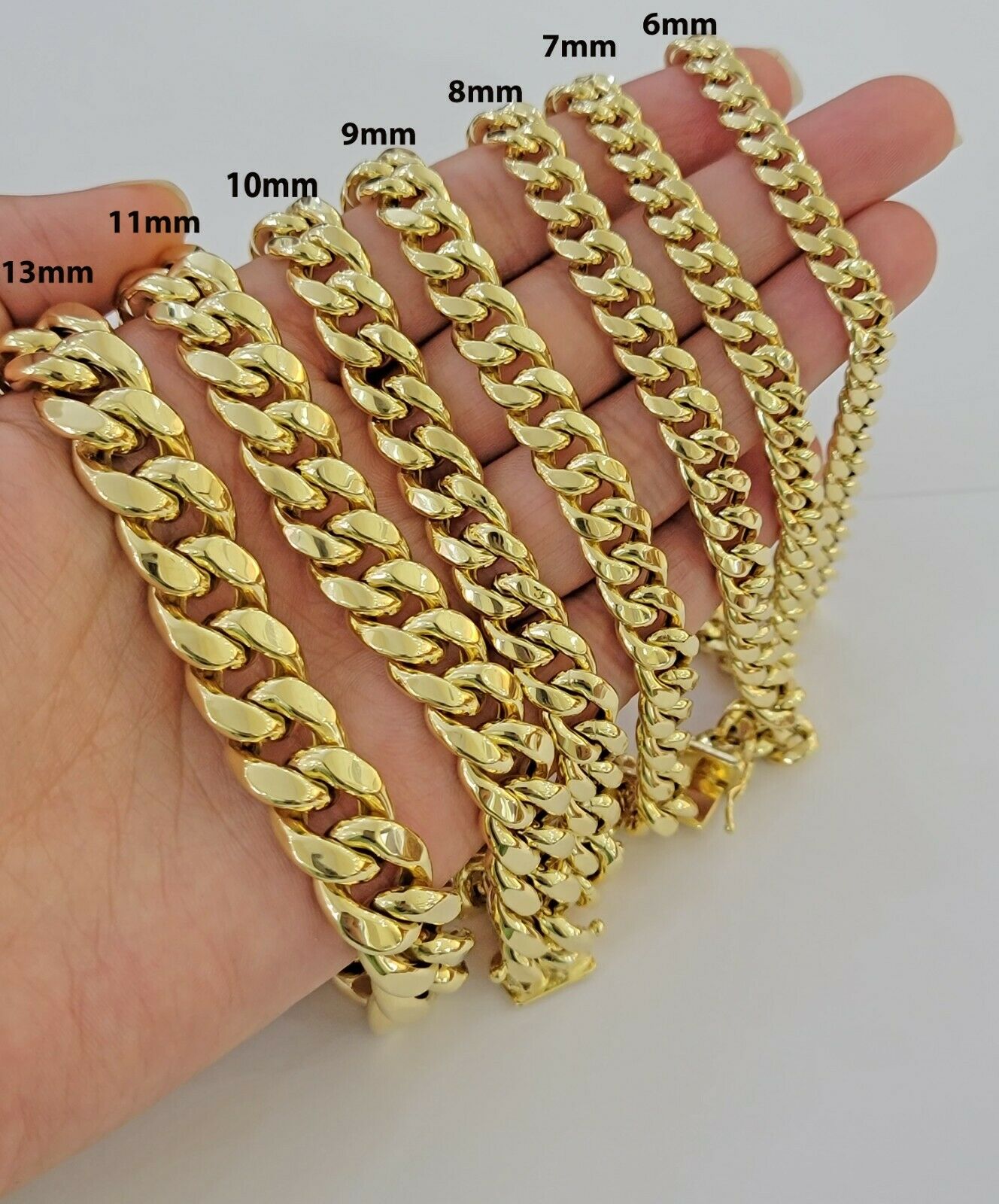 Real 10k Yellow Gold Bracelet Miami Cuban Link 6mm - 13mm 8" Inch Mens 10kt ,Chain - GoldenlinQ