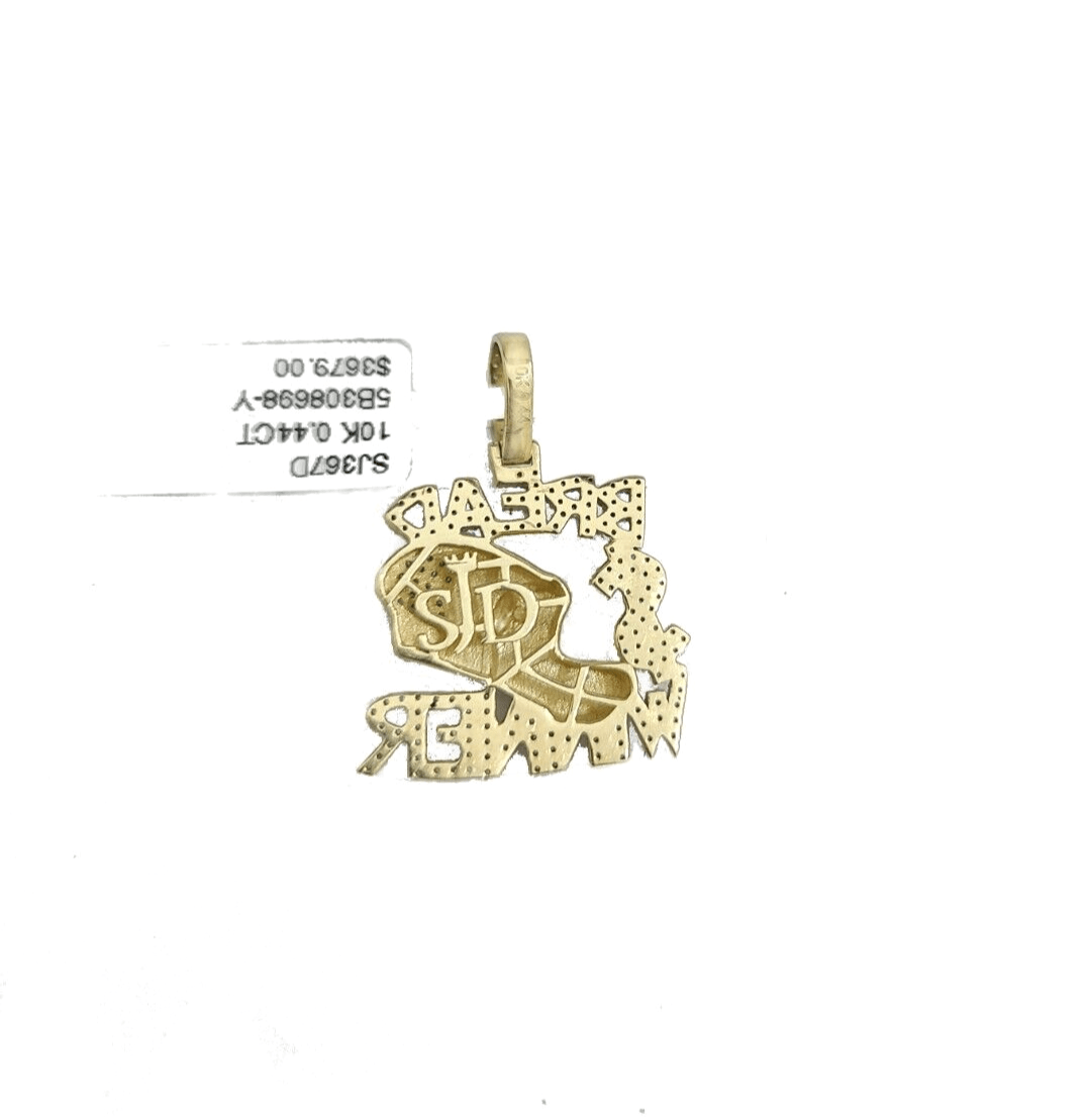 Real 10k Yellow Gold Bread Winner Diamond 0.44CT Charm Pendant 10kt for Chain - GoldenlinQ