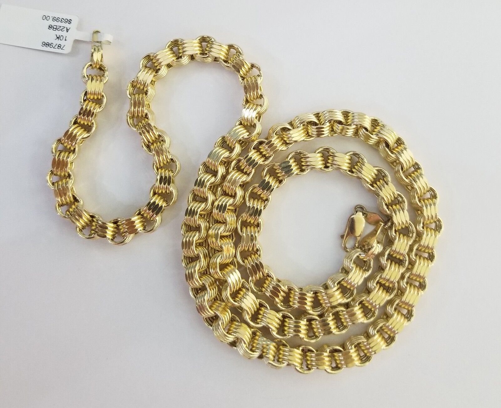 REAL 10k Yellow Gold Byzantine Chain Men's Necklace 6.5mm 24 Inch, 10kt gold - GoldenlinQ