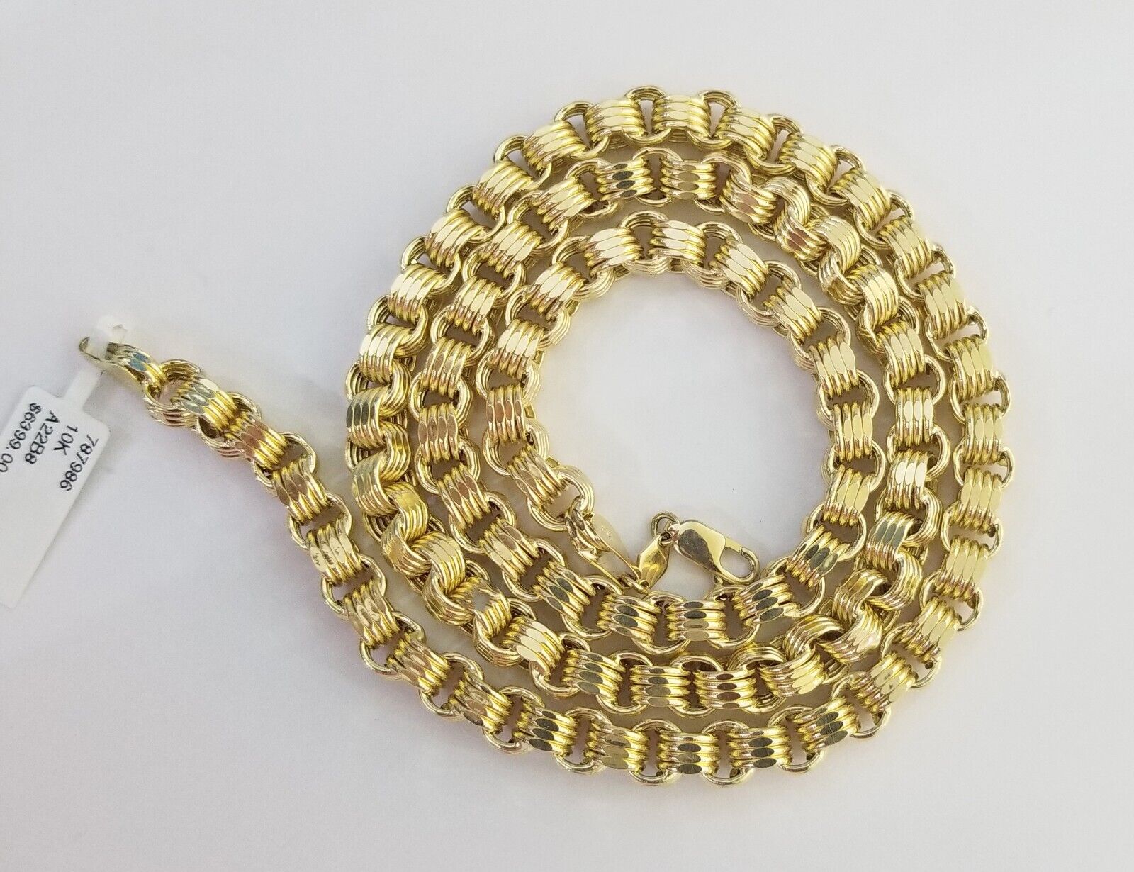 REAL 10k Yellow Gold Byzantine Chain Men's Necklace 6.5mm 24 Inch, 10kt gold - GoldenlinQ