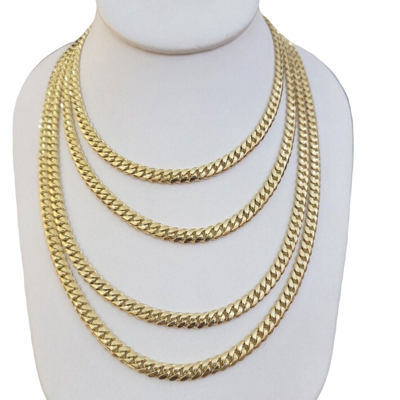 Real 10k Yellow Gold Chain 24 Inch 6mm Miami Cuban Link SOLID 10kt Strong Link - GoldenlinQ