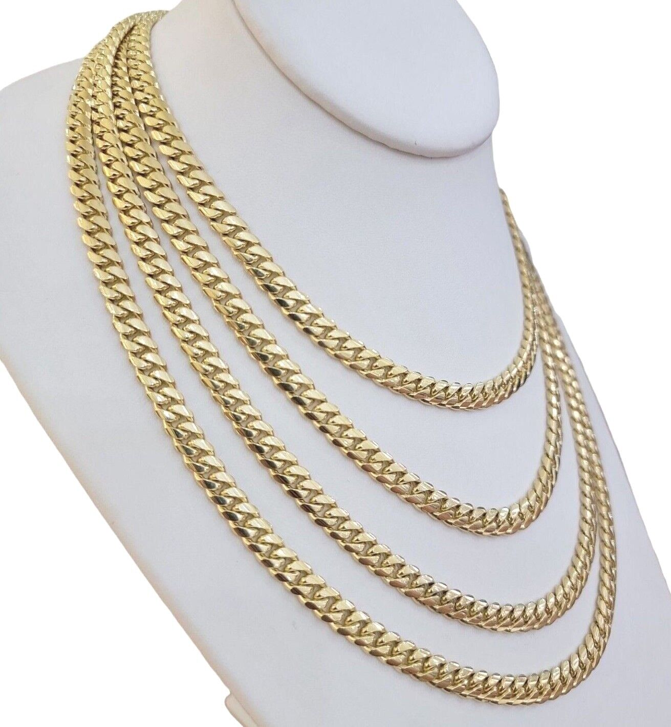 Real 10k Yellow Gold Chain 24 Inch 6mm Miami Cuban Link SOLID 10kt Strong Link - GoldenlinQ