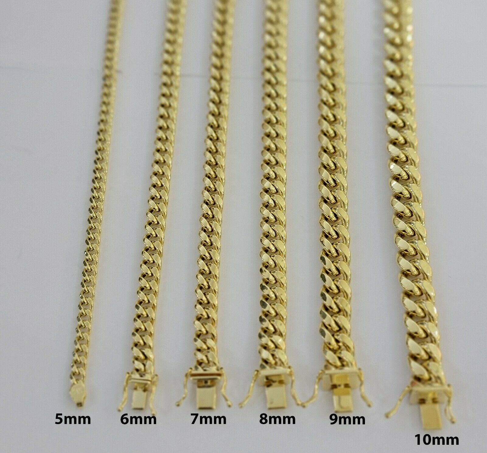 Real 10k Yellow Gold chain Bracelet 5mm - 10mm Miami Cuban Link Necklace 8" - 30" - GoldenlinQ