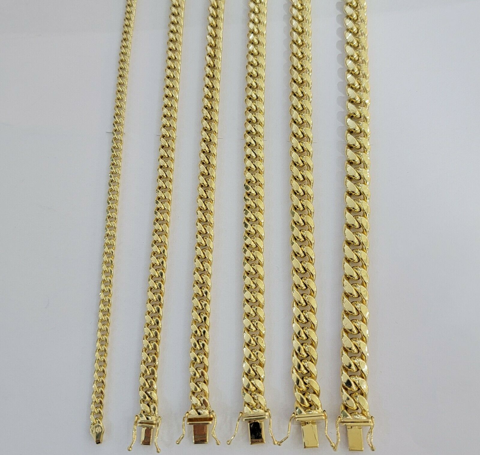 Real 10k Yellow Gold chain Bracelet 5mm - 10mm Miami Cuban Link Necklace 8" - 30" - GoldenlinQ