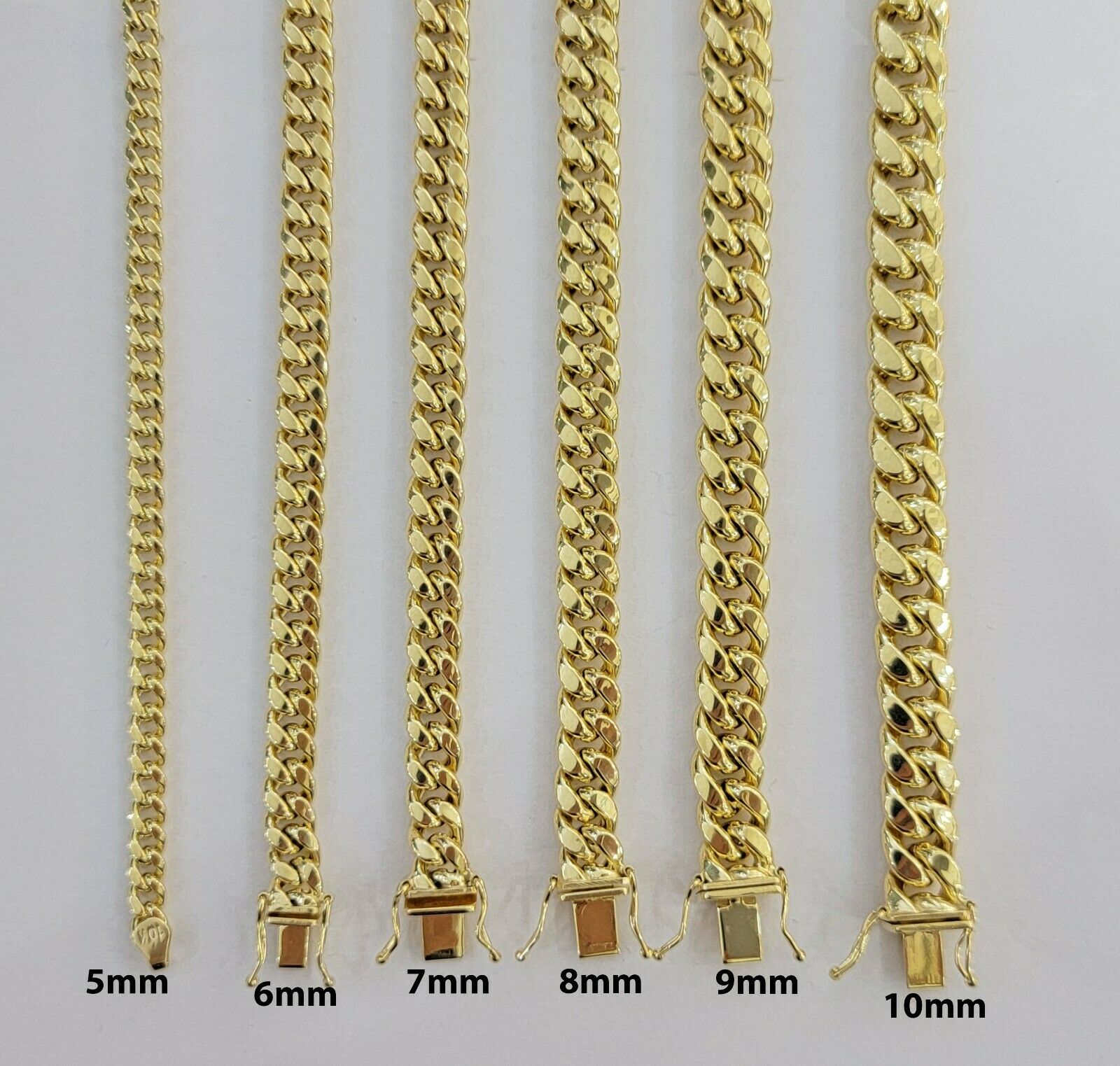 Real 10k Yellow Gold chain Bracelet 5mm - 10mm Miami Cuban Link Necklace 8" - 30" - GoldenlinQ