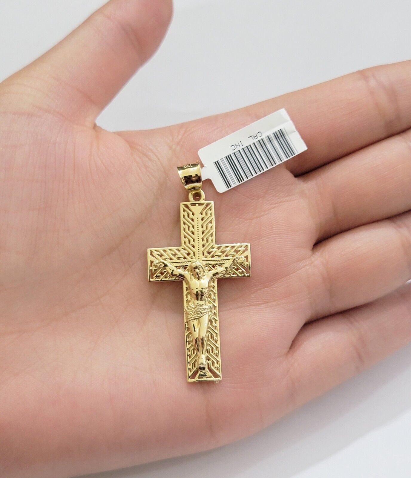 REAL 10k Yellow Gold Chain Cross Pendant Set Miami Cuban link Necklace 5mm 18 - 28 - GoldenlinQ
