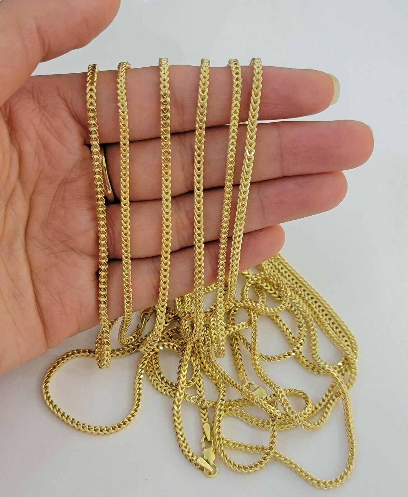 Real 10k Yellow Gold chain Franco 16 - 26" Necklace 2.5mm STRONG CHAIN For Pendant - GoldenlinQ