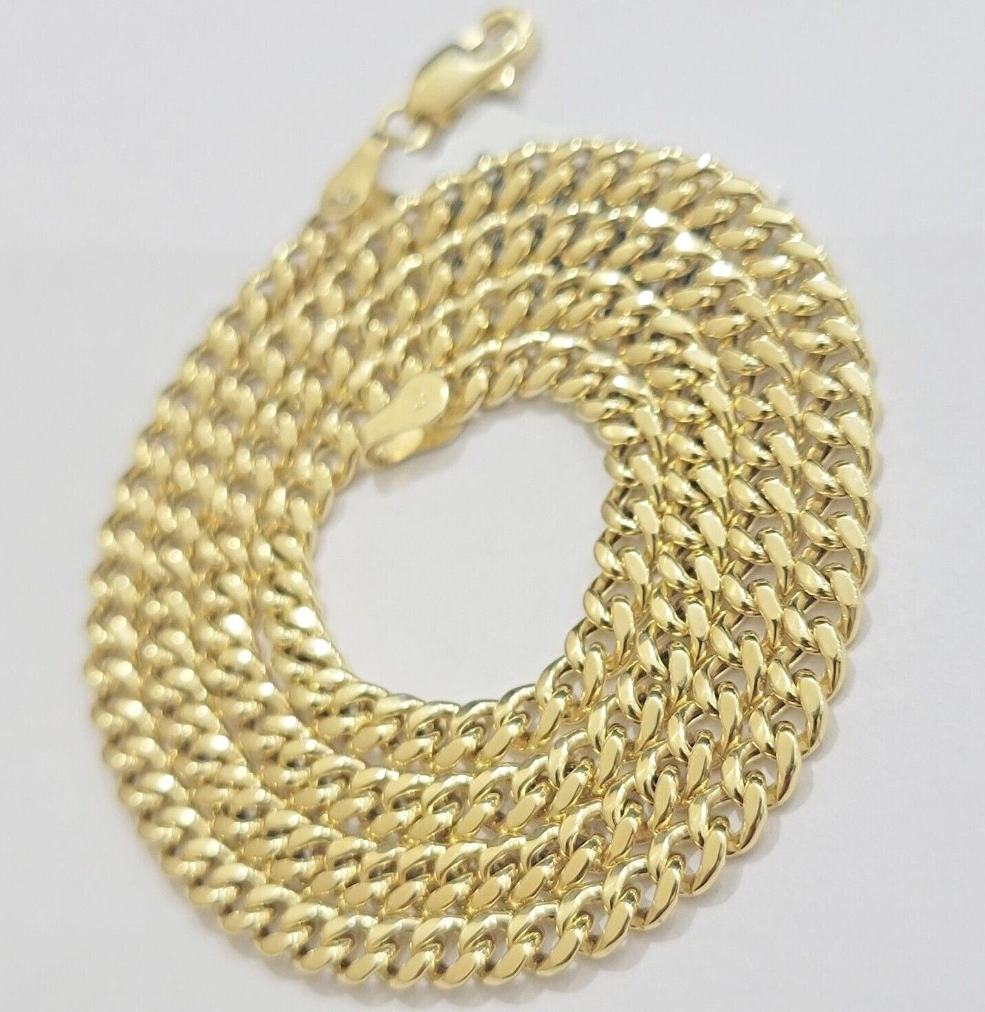 Real 10k Yellow Gold chain Miami Cuban Link 4mm 16 - 26" Necklace For Pendant 10kt - GoldenlinQ