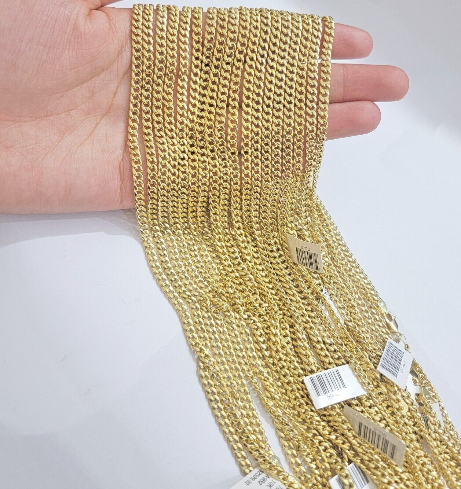 Real 10k Yellow Gold chain Miami Cuban Link 4mm 16 - 26" Necklace For Pendant 10kt - GoldenlinQ