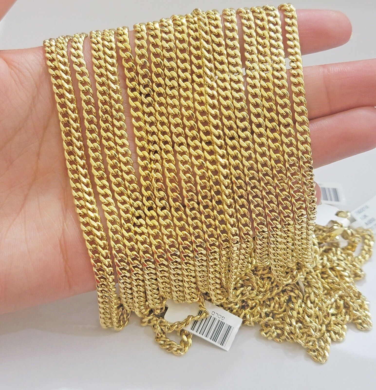 Real 10k Yellow Gold chain Miami Cuban Link 4mm 16 - 26" Necklace For Pendant 10kt - GoldenlinQ