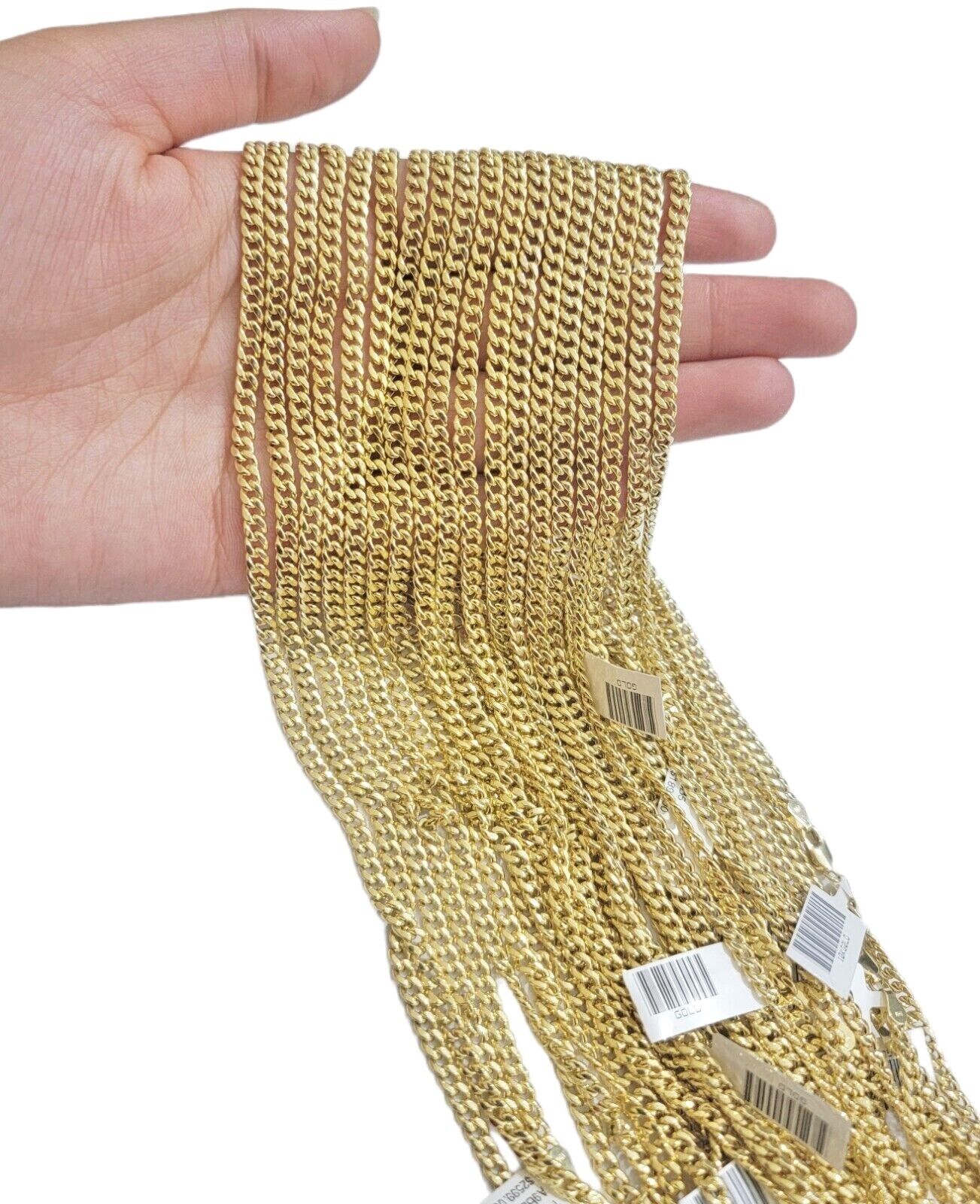 Real 10k Yellow Gold chain Miami Cuban Link 4mm 16 - 26" Necklace For Pendant 10kt - GoldenlinQ