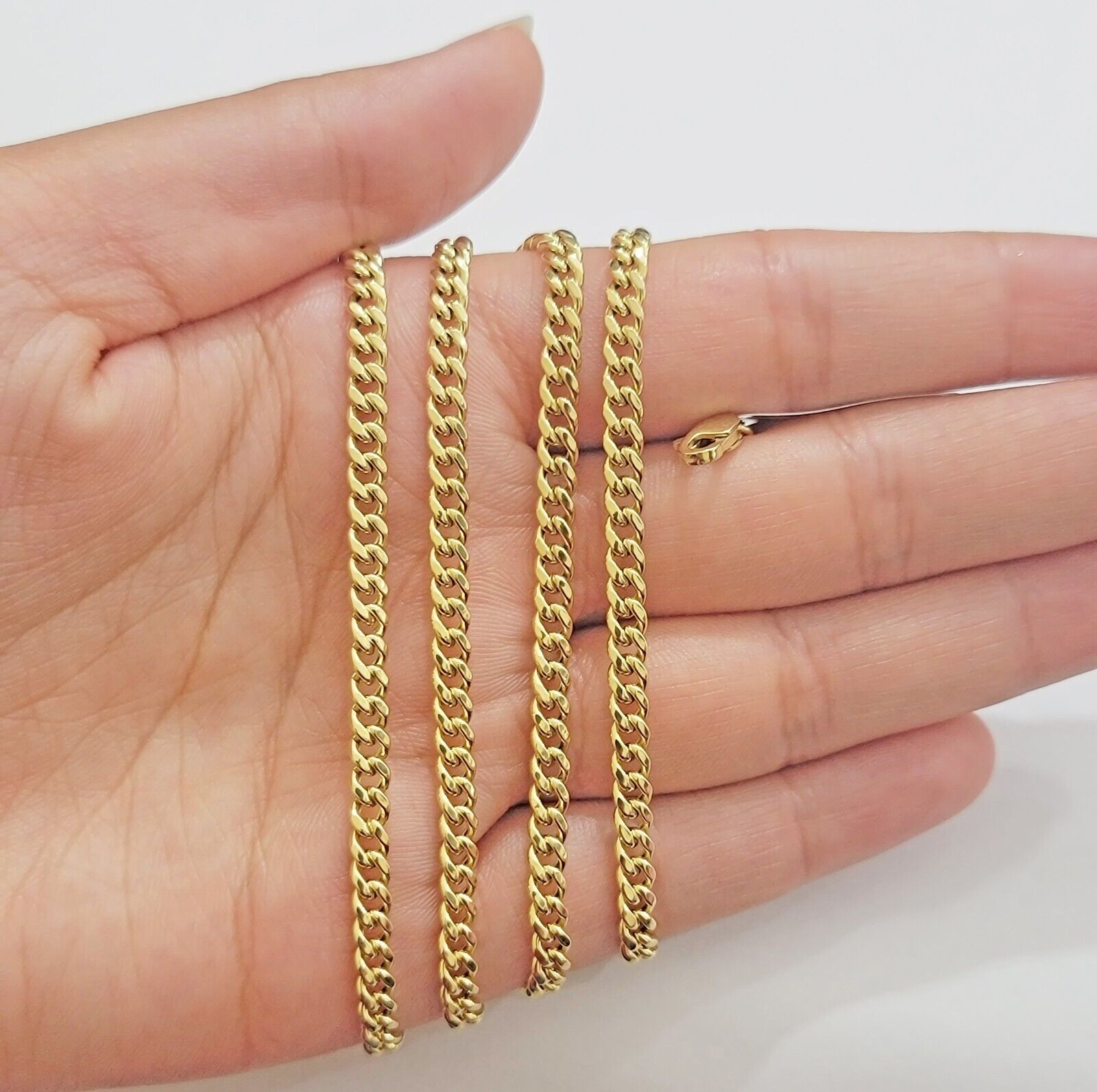 Real 10k Yellow Gold chain Miami Cuban Link 4mm 16 - 26" Necklace For Pendant 10kt - GoldenlinQ