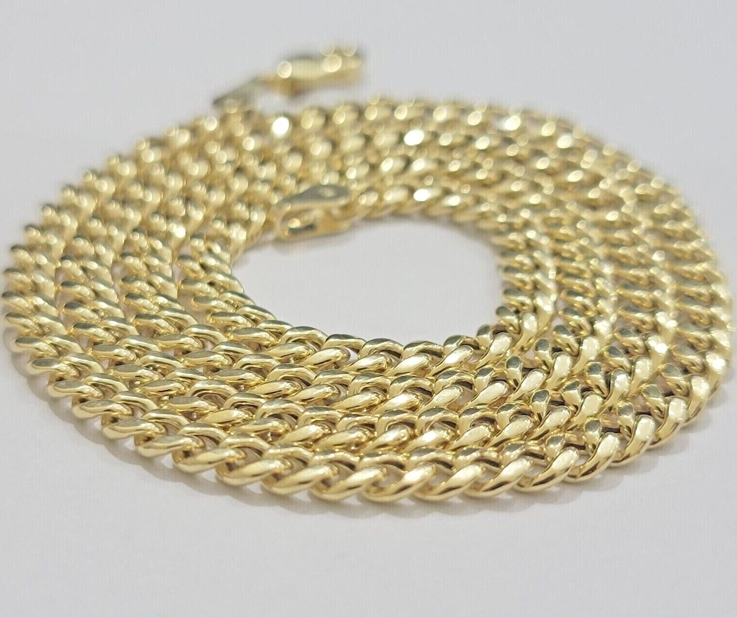 Real 10k Yellow Gold chain Miami Cuban Link 4mm 16 - 26" Necklace For Pendant 10kt - GoldenlinQ