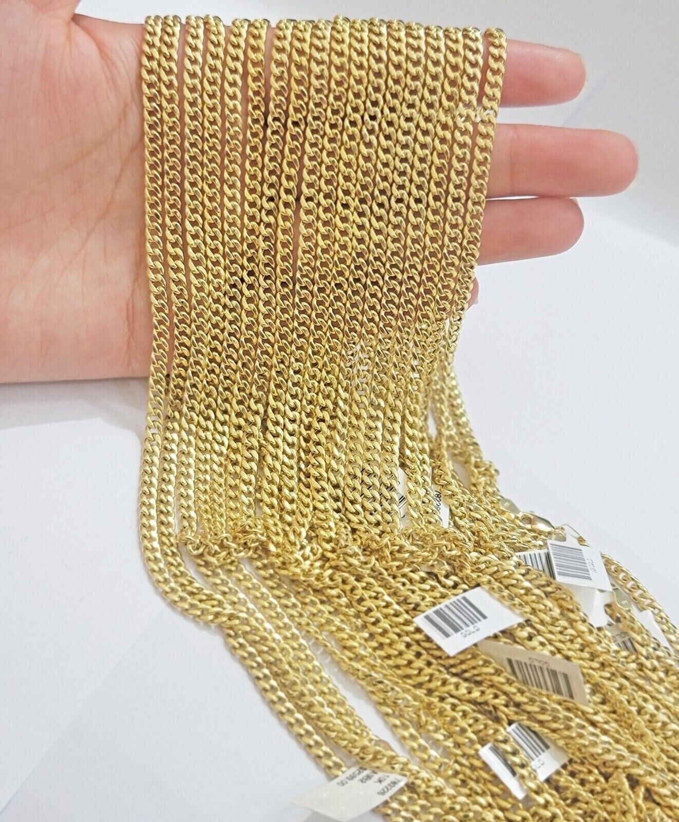 Real 10k Yellow Gold chain Miami Cuban Link 4mm STRONG Necklace For Pendant 10kt - GoldenlinQ